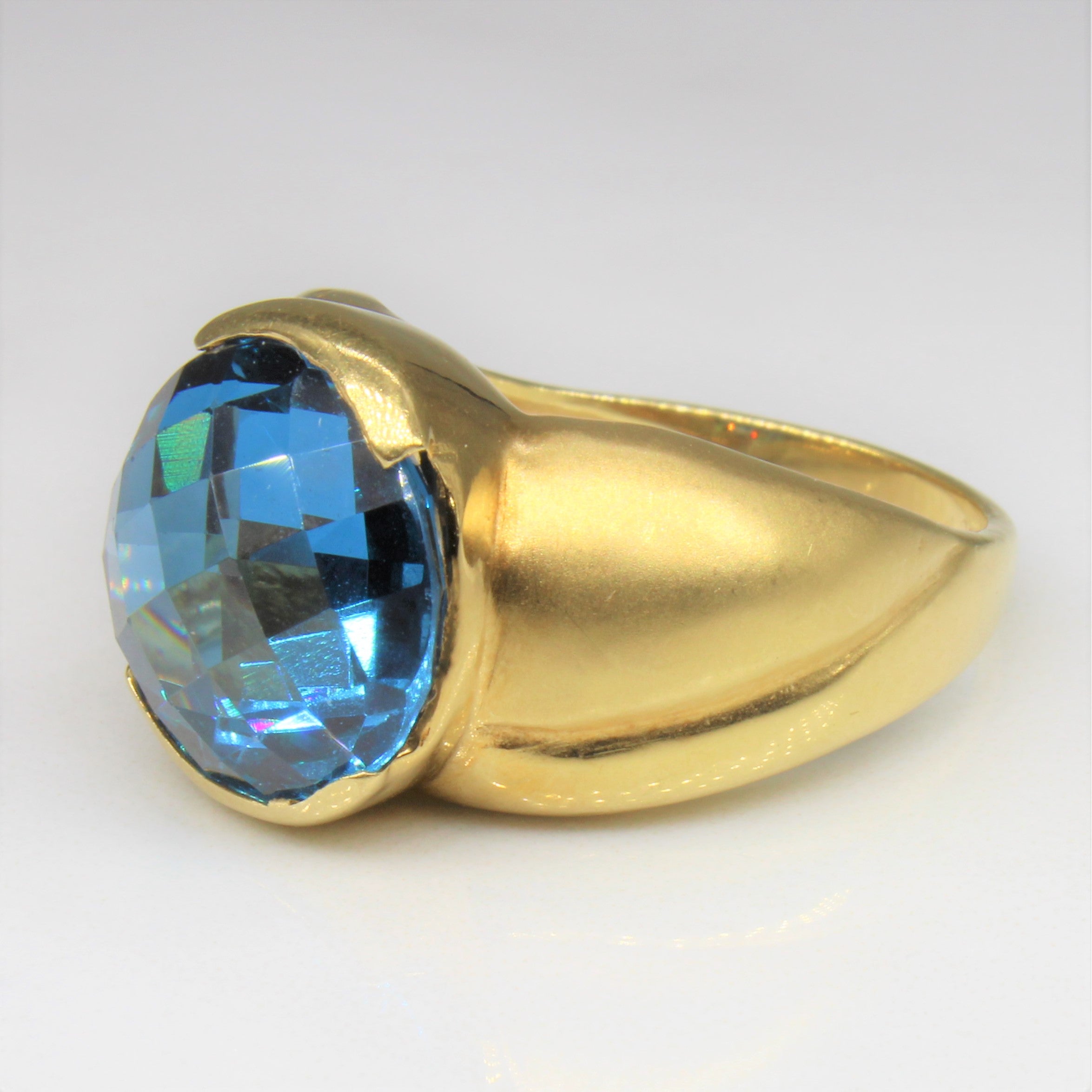 Checker Cut Blue Topaz Cocktail Ring | 4.50ct | SZ 6.75 |