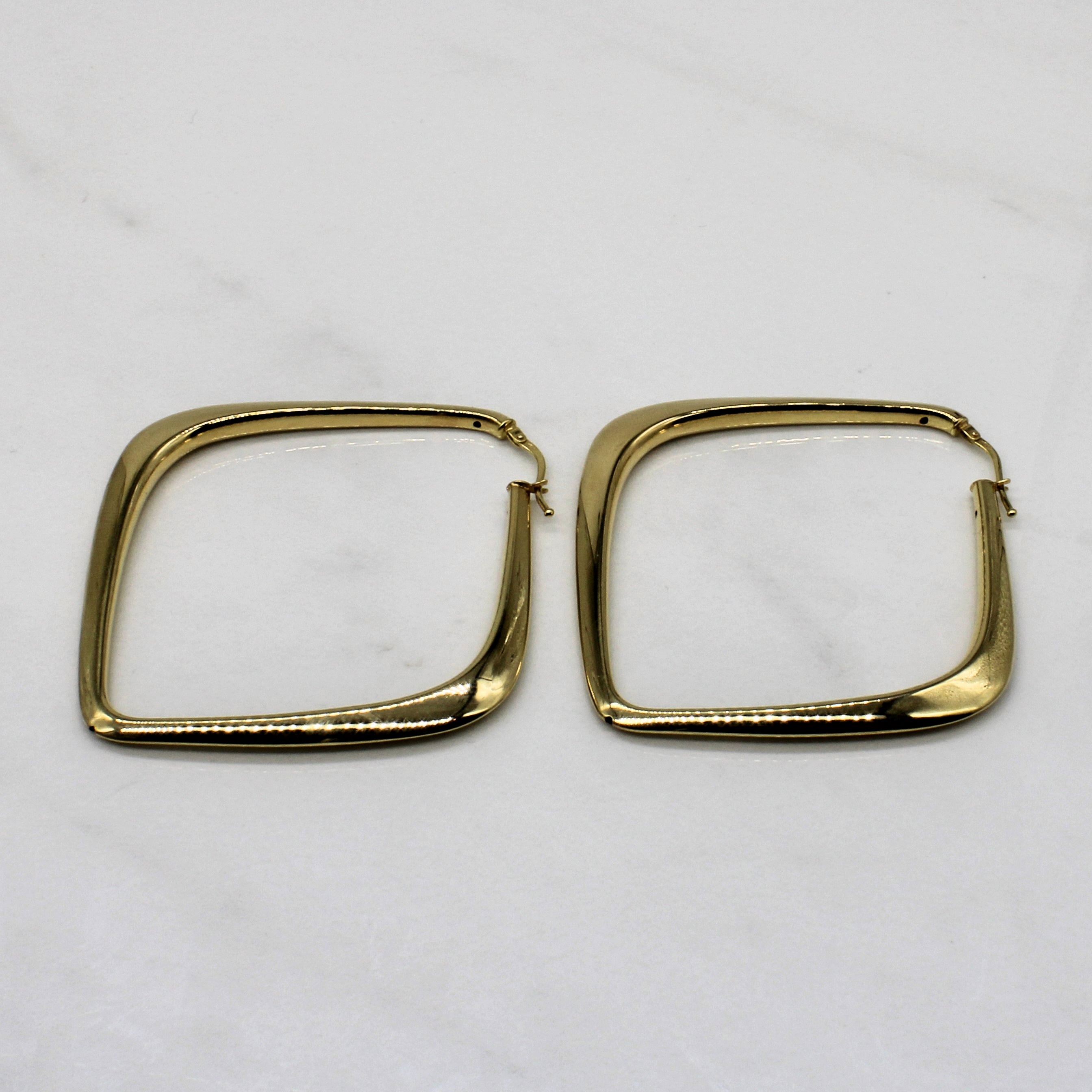 18k Yellow Gold Soft Square Hoop Earrings |