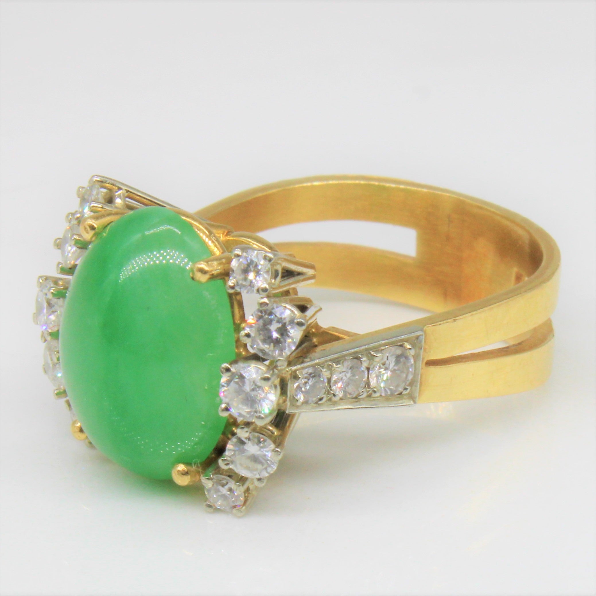 Jadeite & Diamond Cocktail 18k Ring | 5.00ct, 0.56ctw | SZ 6 |