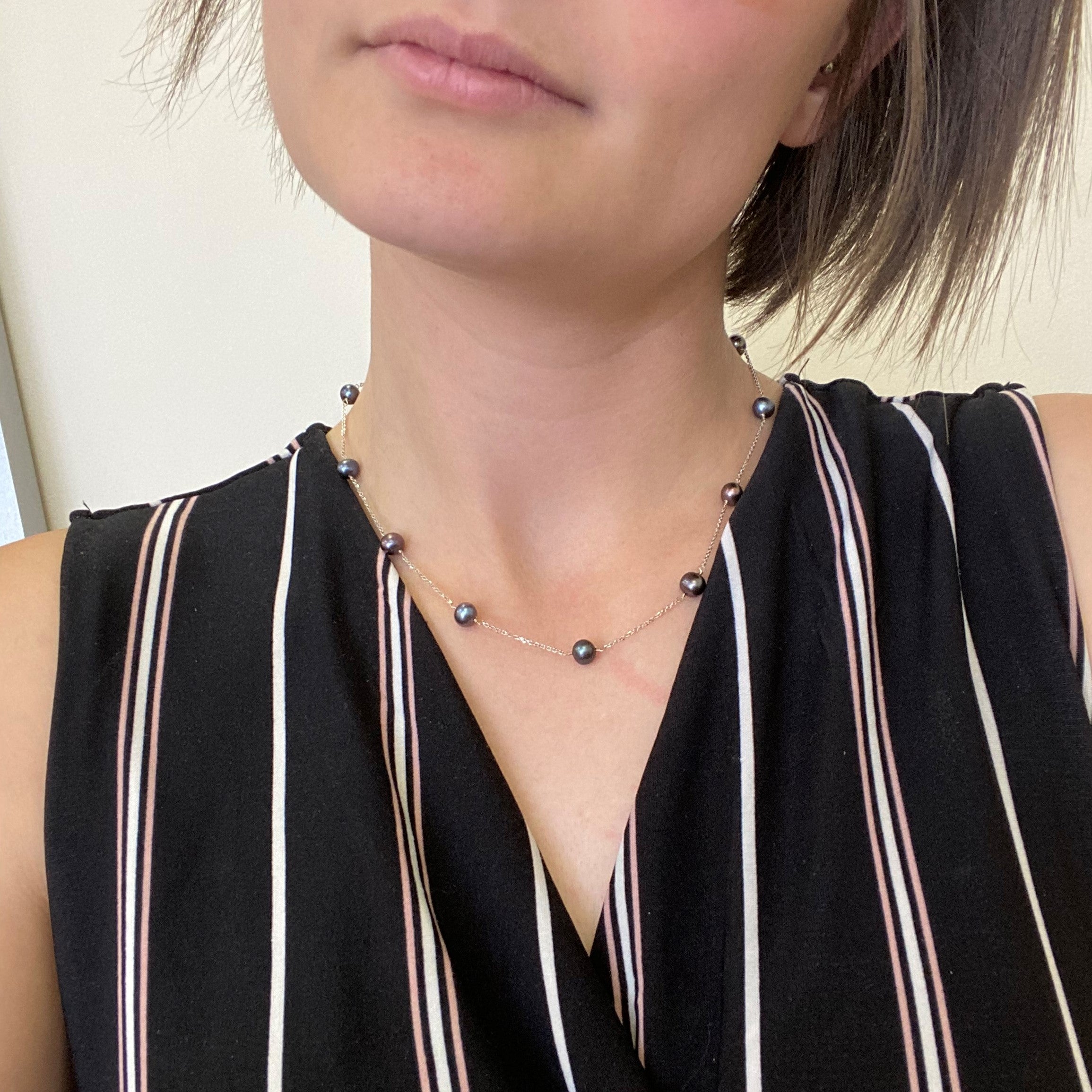 Wire Wrapped Black Pearl Necklace | SZ 16" |