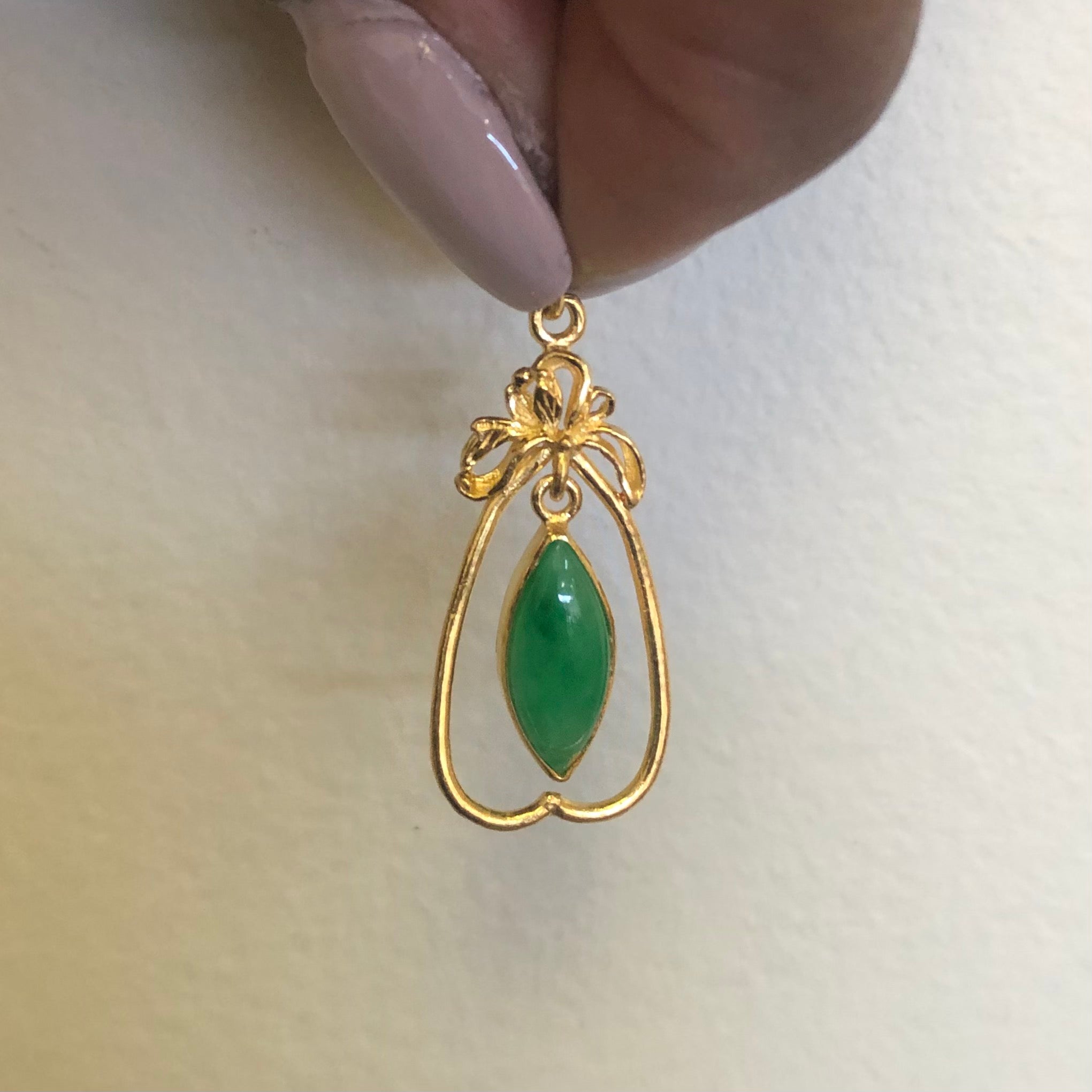 Marquise Cut Jadeite Pear Drop Pendant | 1.95ct |