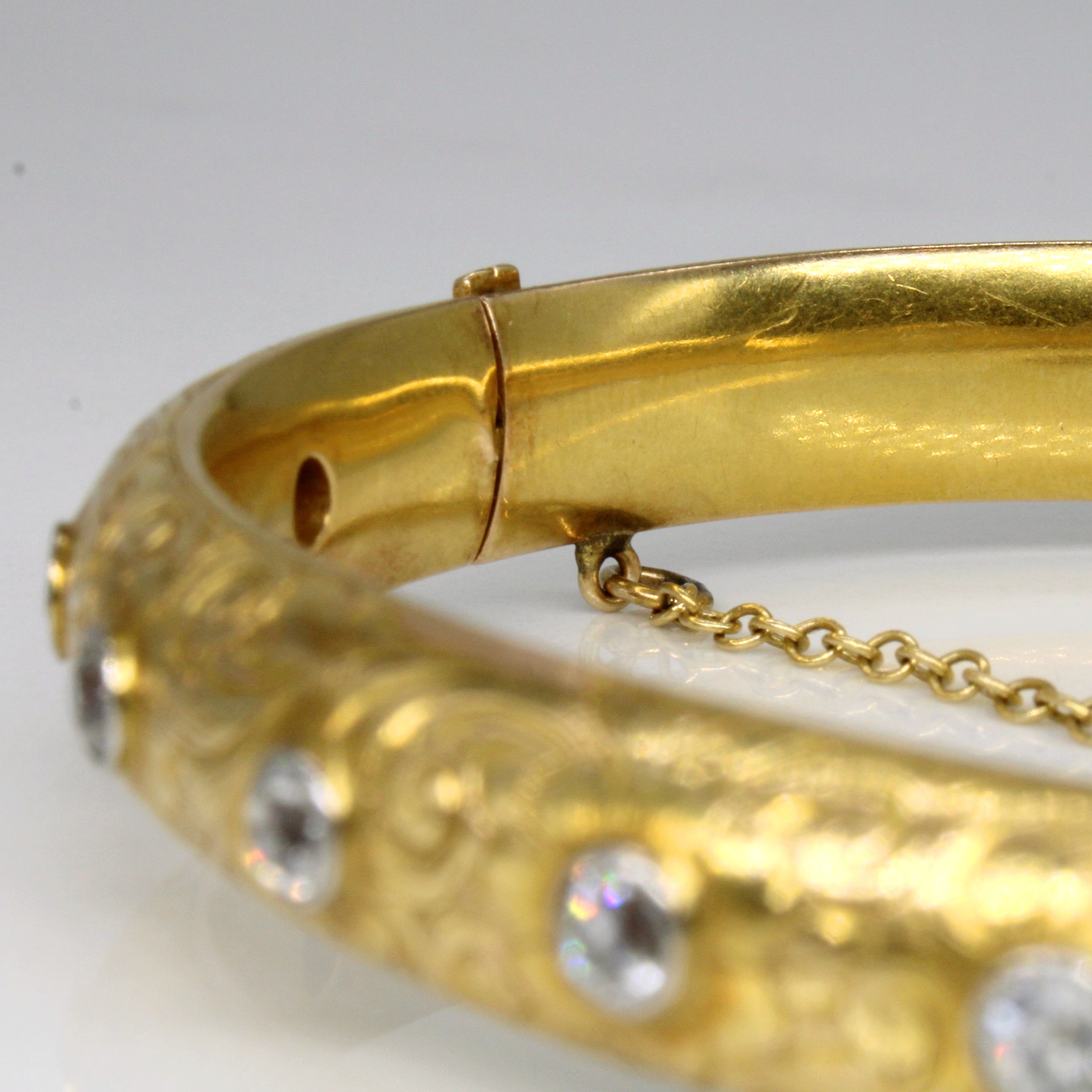 Hand Carved Edwardian Old European Cut Diamond Bangle | 0.72ctw | 8" |