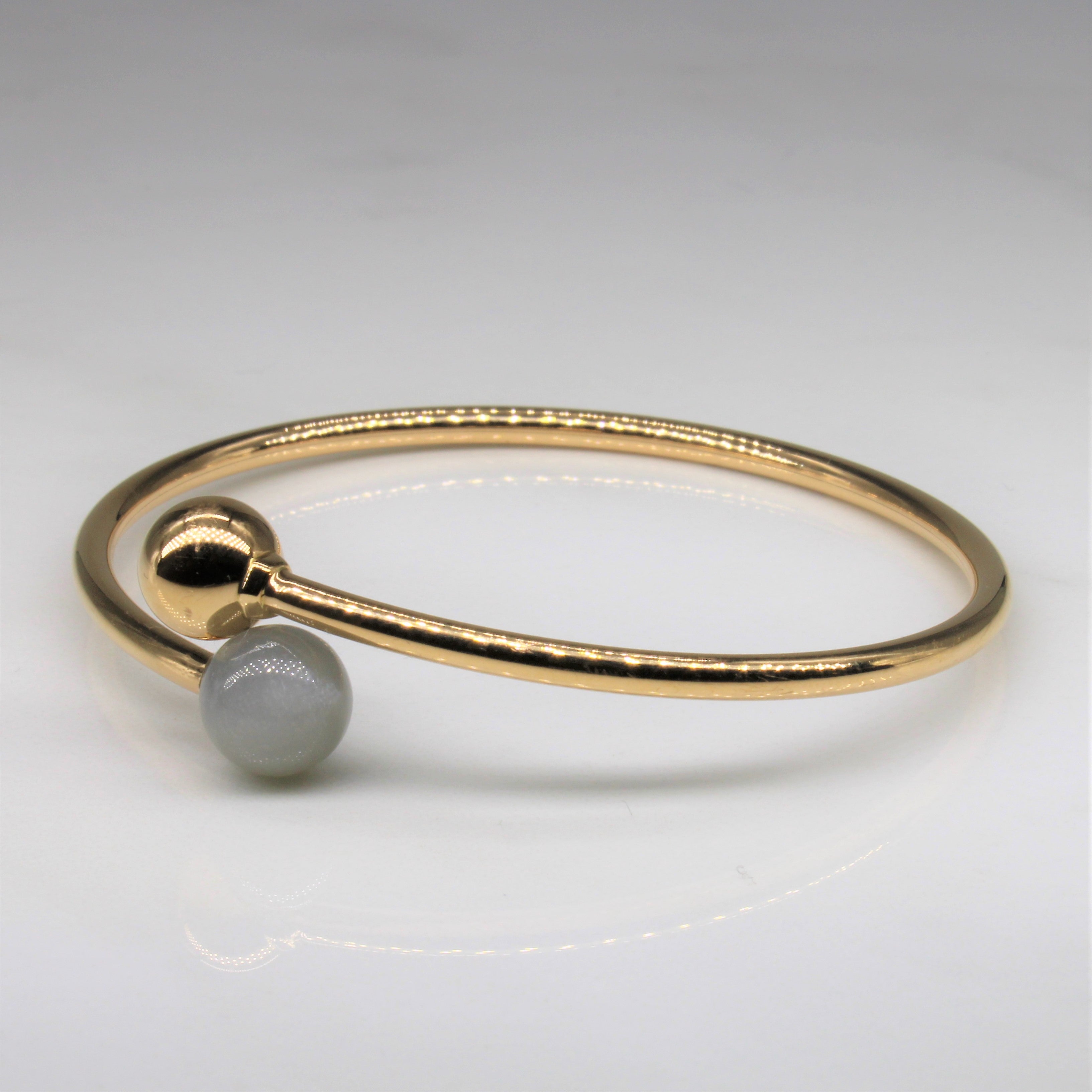 Tiffany & Co. 18K Rose Gold Gray Moonstone 8mm HardWear Ball Bypass Bracelet | 5.5" |