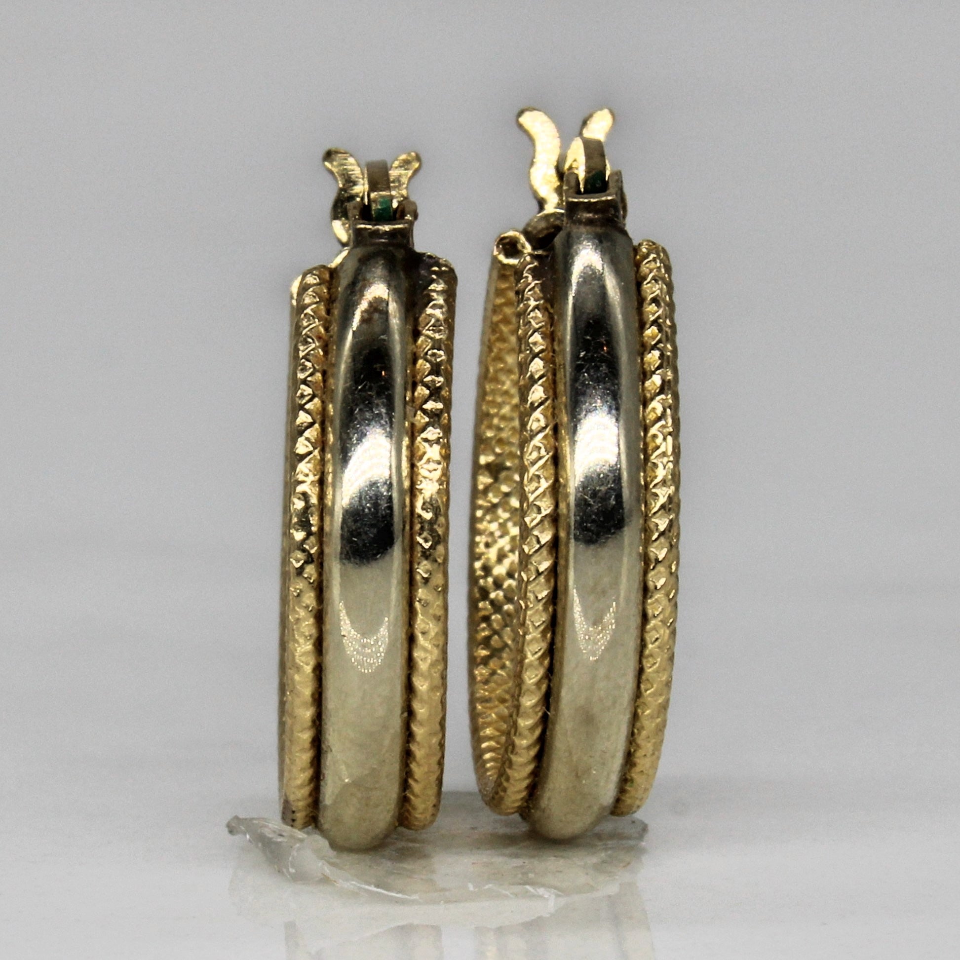 Two Tone Textured Hoops |