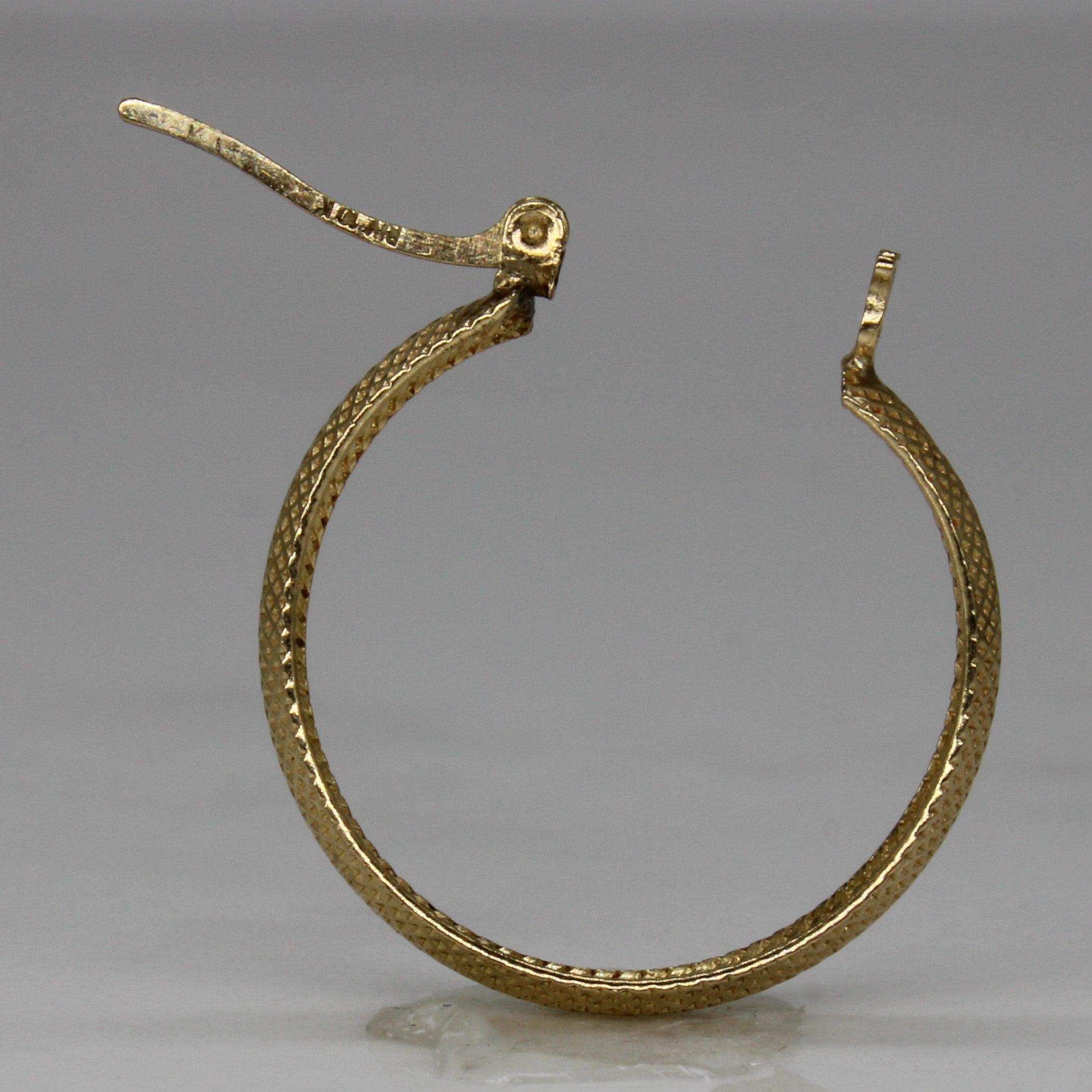 Yellow Gold Textured Hoops |