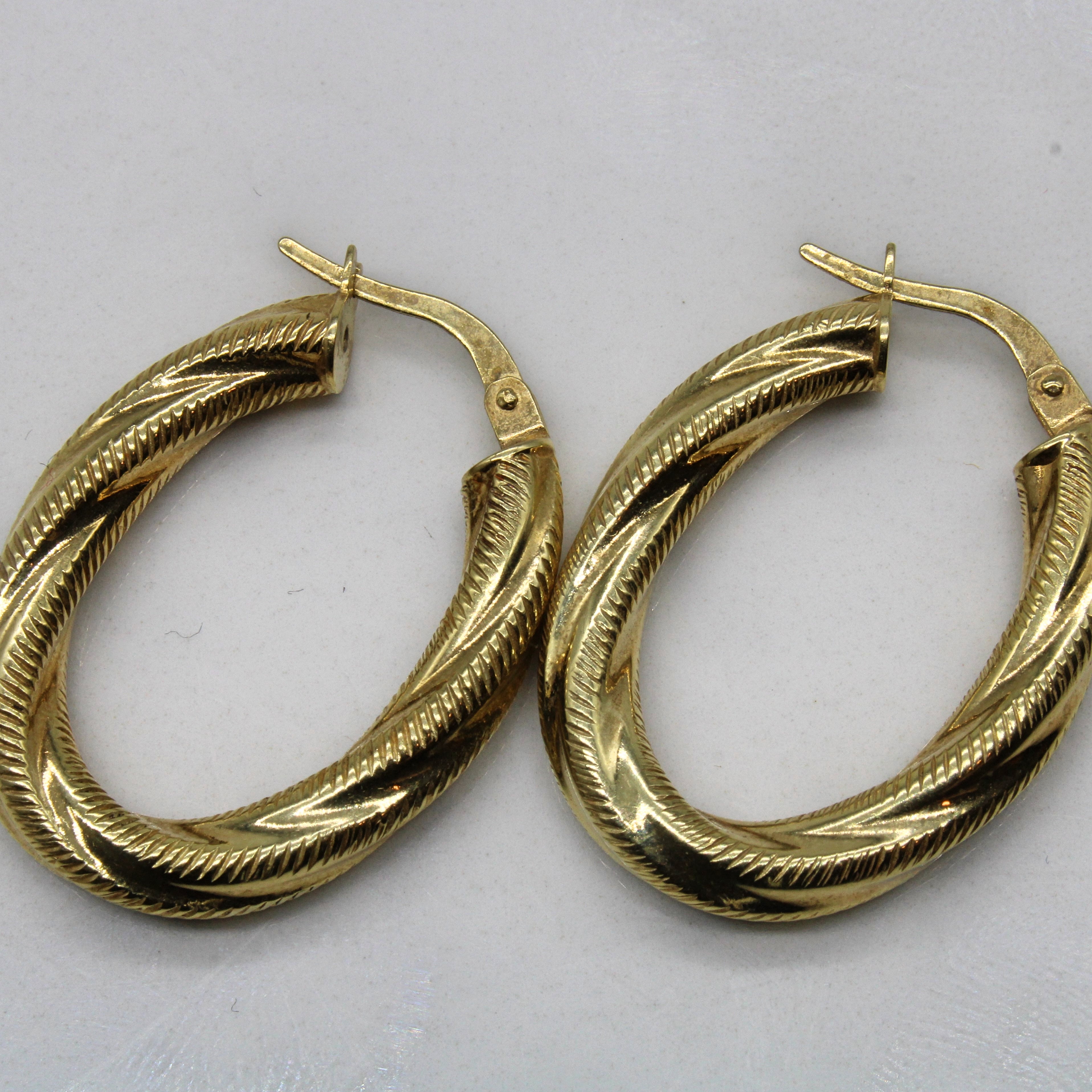 Twisted Patterned Oval Hoops |