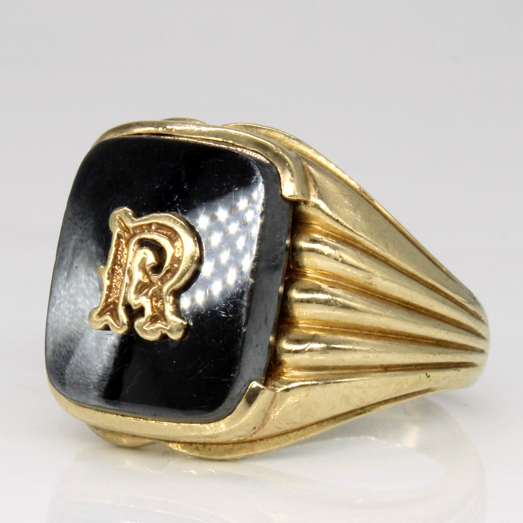 Hematite 'R' Initial Ring | 7.75ct | SZ 7.25 |