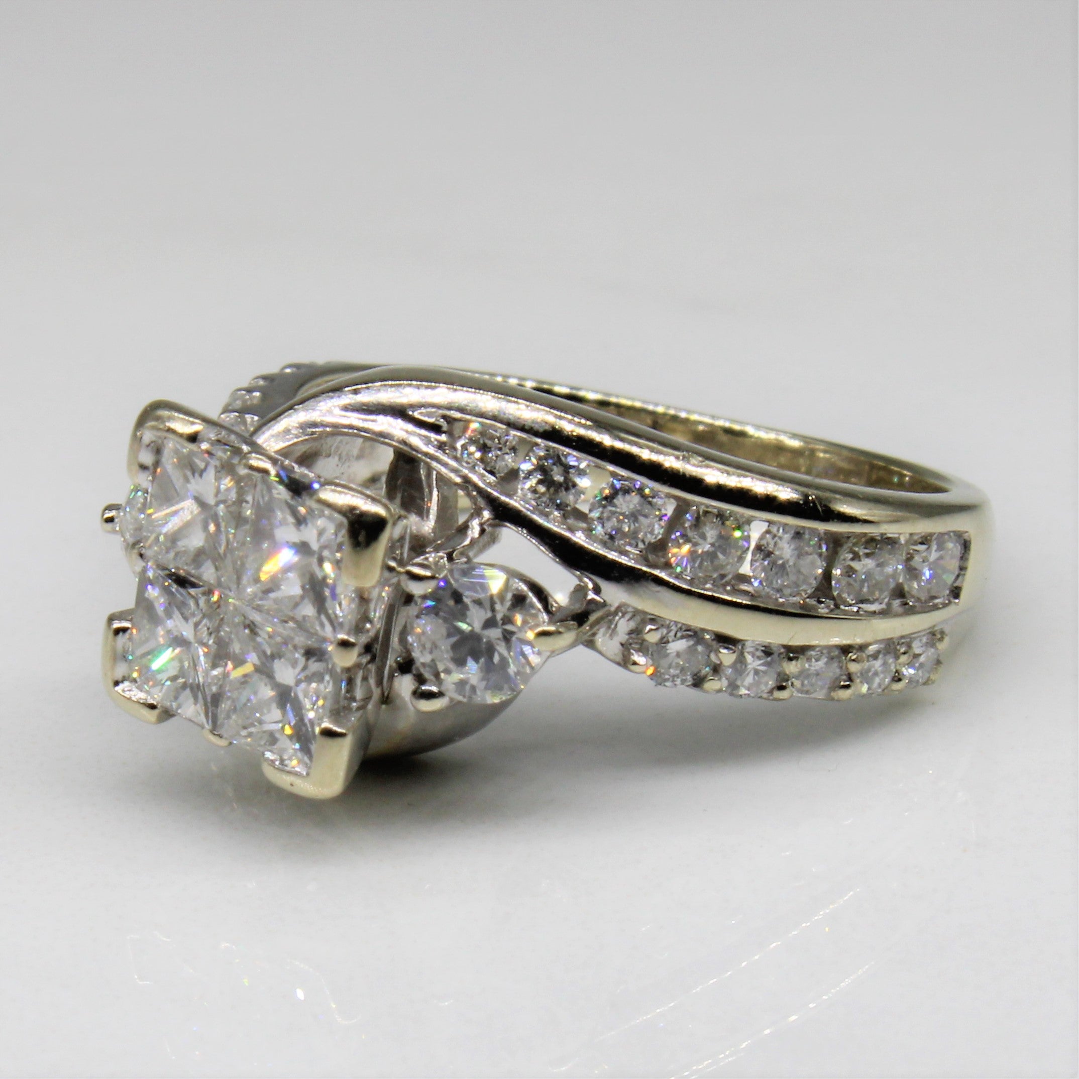 Diamond Cluster Bypass Ring | 1.25ctw | SZ 6 |