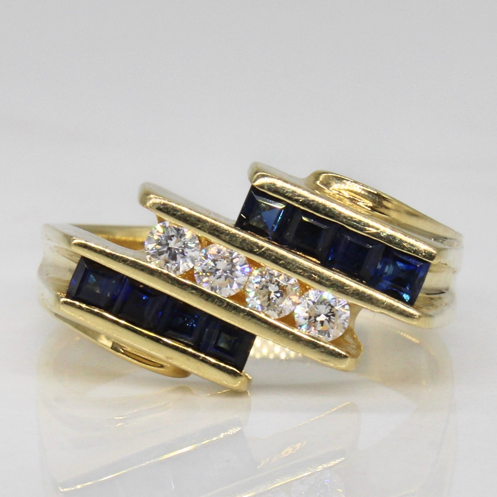 Sapphire & Diamond Diagonal Channel Ring | 0.48ctw, 0.18ctw | SZ 7 |