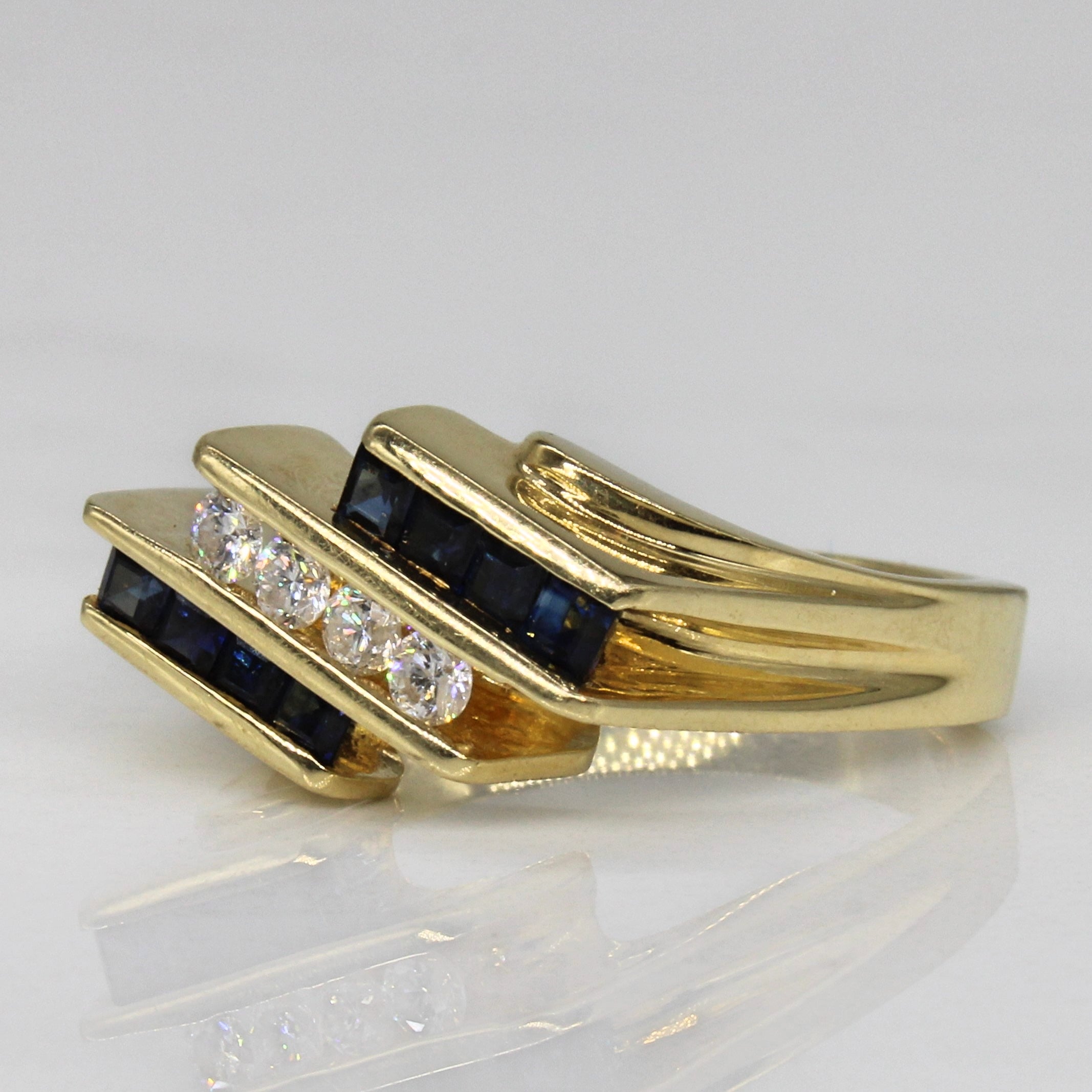 Sapphire & Diamond Diagonal Channel Ring | 0.48ctw, 0.18ctw | SZ 7 |