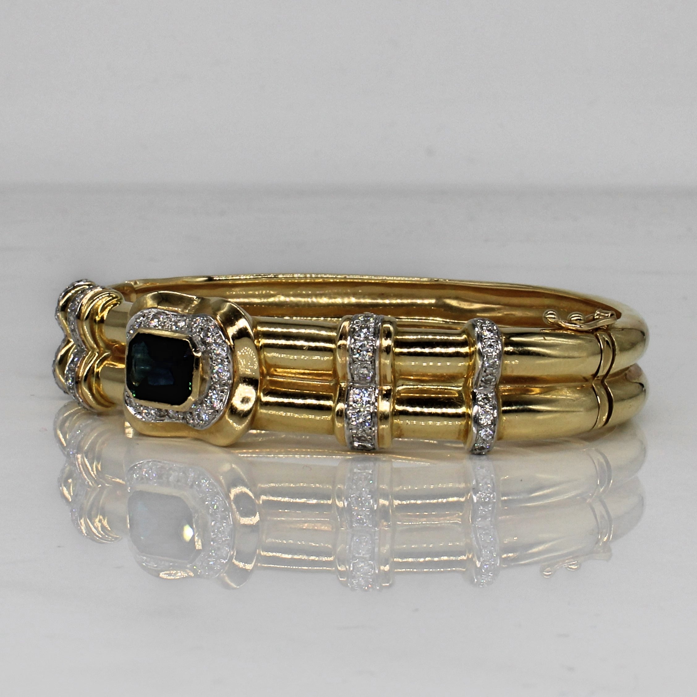 Step Cut Sapphire & Diamond Cuff Bracelet | 2.70ct, 1.00ctw |