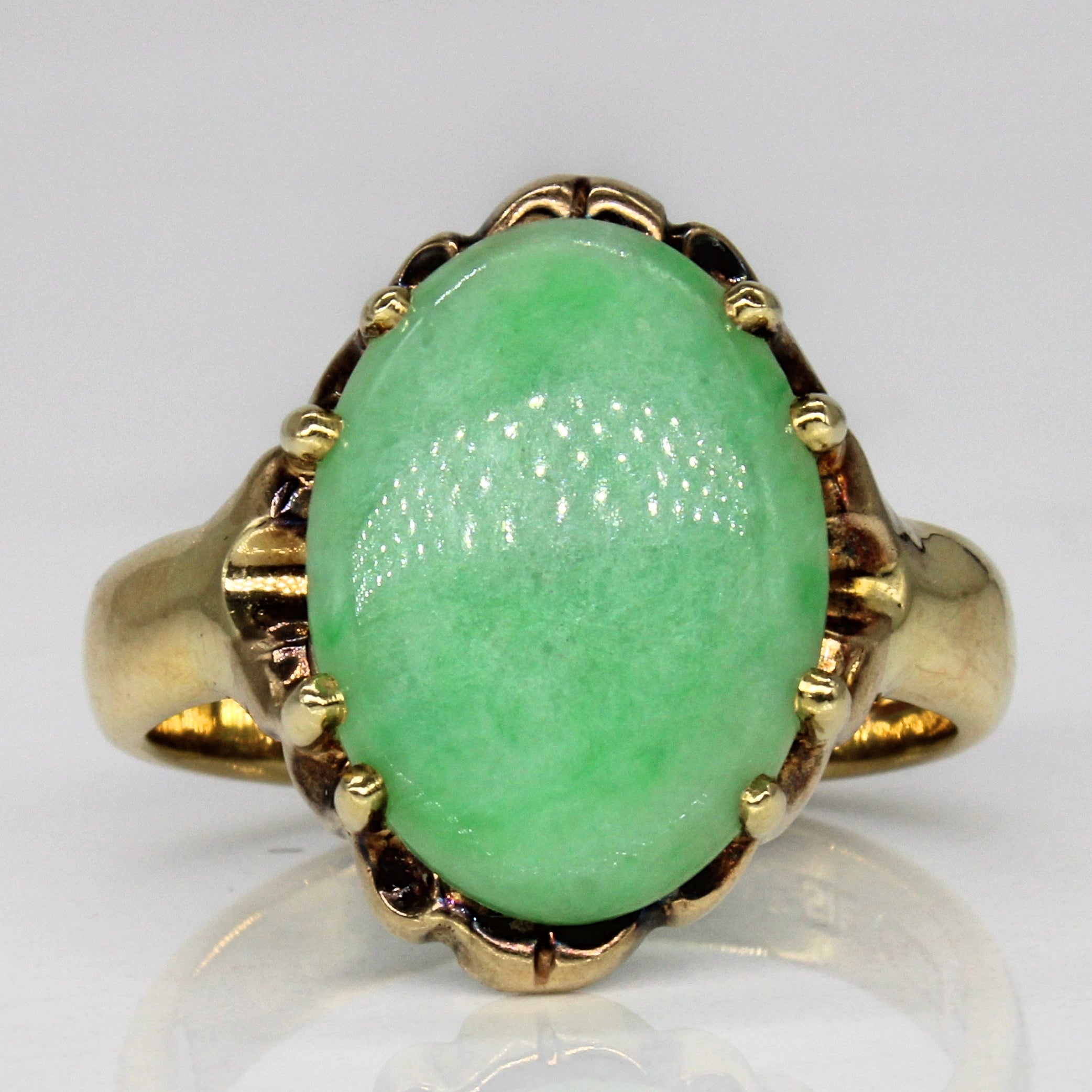Italian Jadeite Cocktail Ring | 6.50ct | SZ 10.5 |