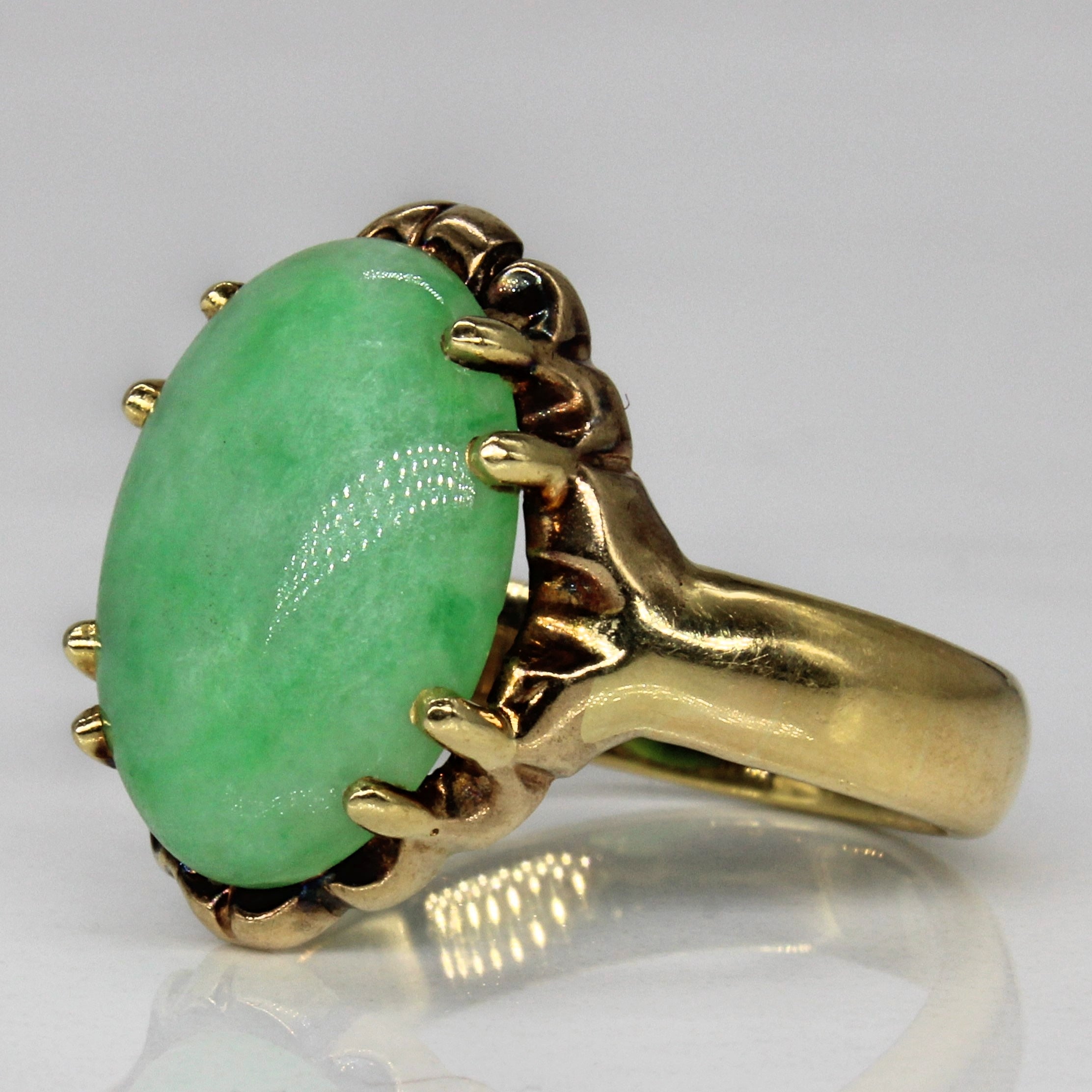 Italian Jadeite Cocktail Ring | 6.50ct | SZ 10.5 |