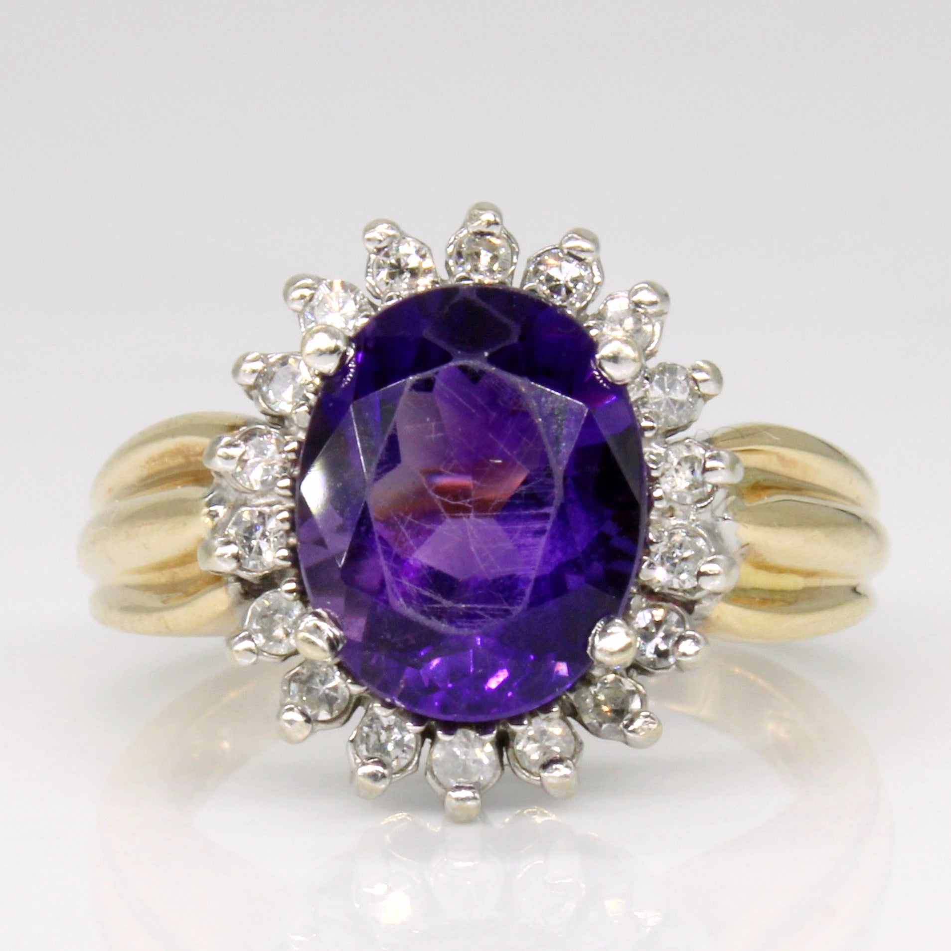 Amethyst & Diamond Cocktail Ring | 1.45ct, 0.18ctw | SZ 5.5 |