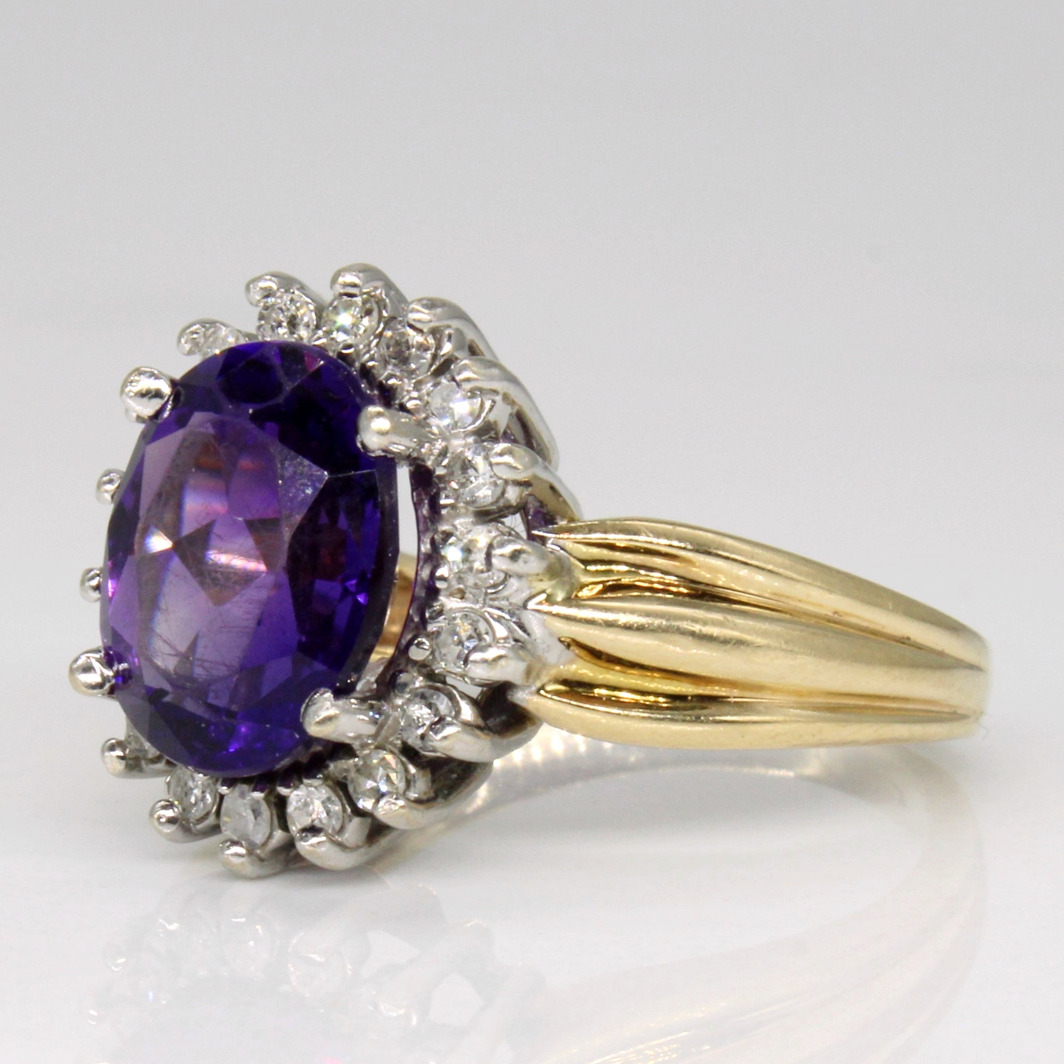 Amethyst & Diamond Cocktail Ring | 1.45ct, 0.18ctw | SZ 5.5 |