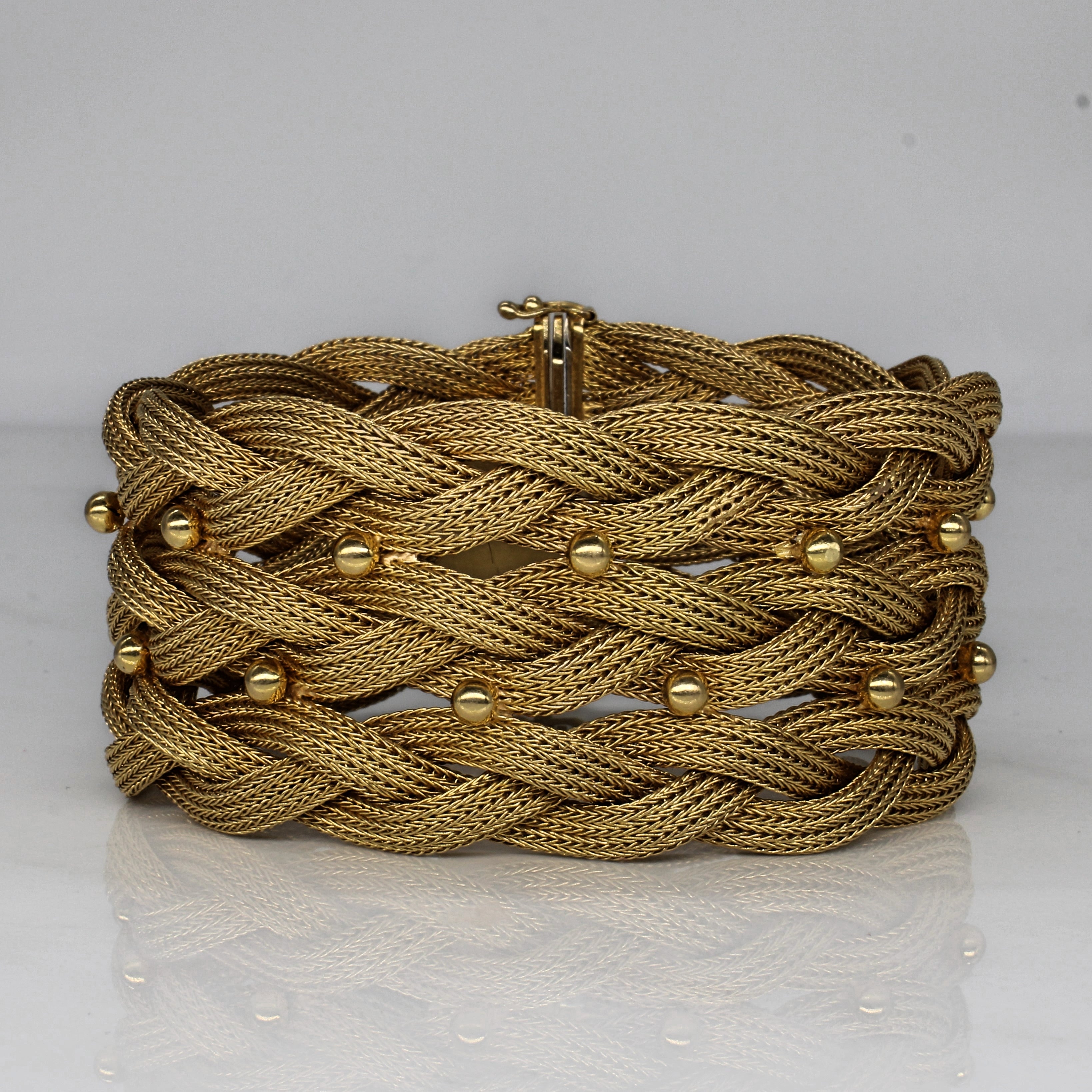 Vintage Italian Yellow Gold Braided Bracelet | 7.5" |