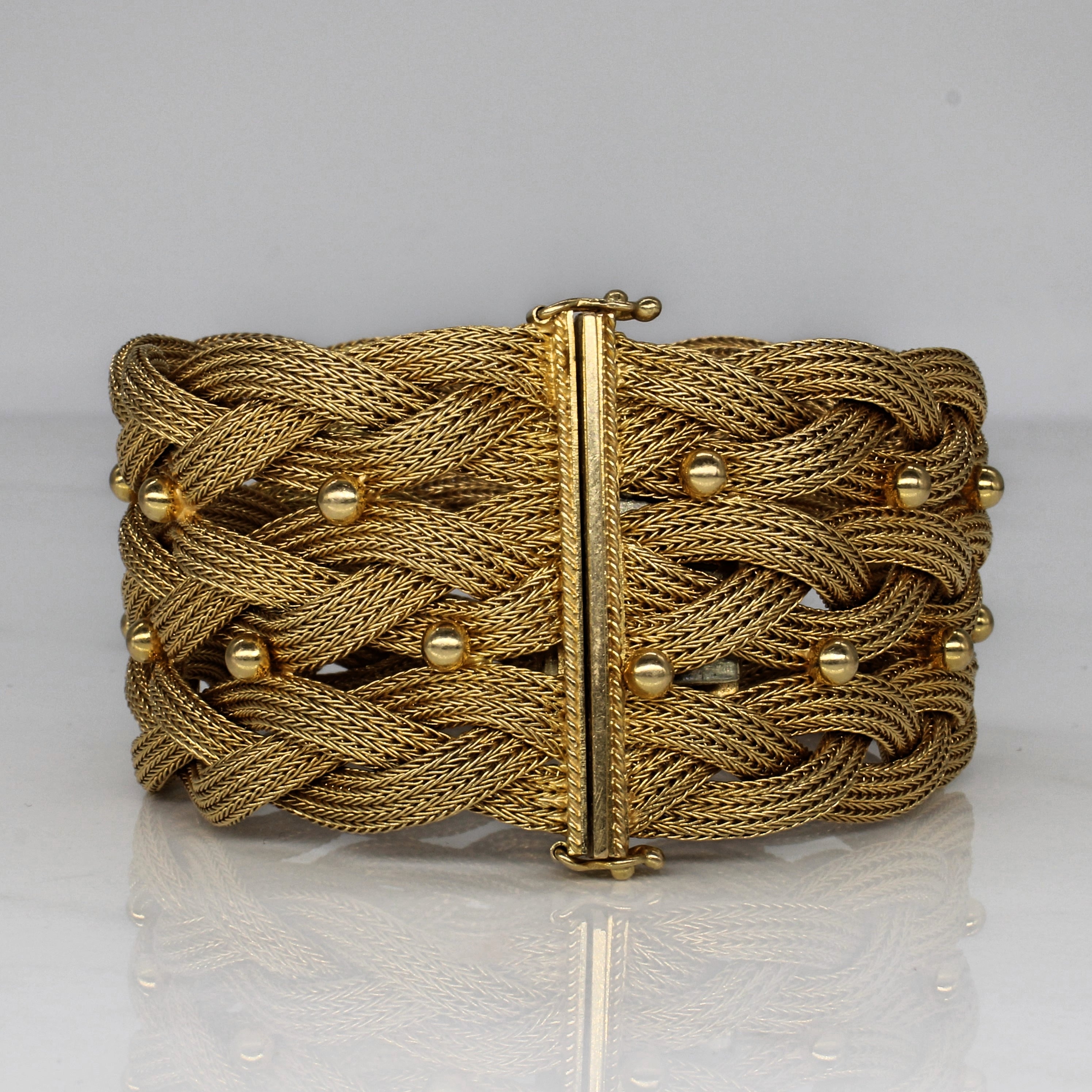 Vintage Italian Yellow Gold Braided Bracelet | 7.5" |