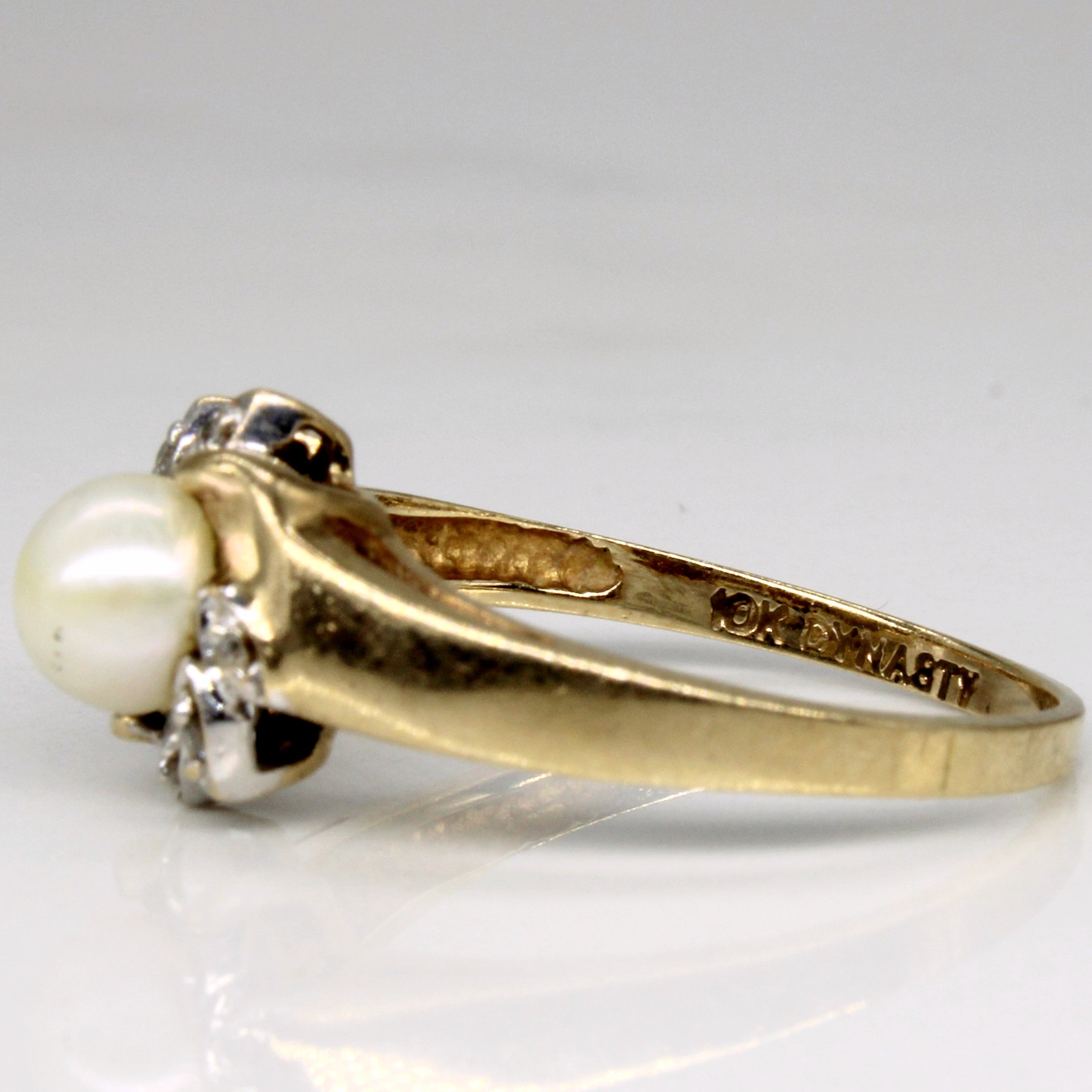Pearl & Diamond Bypass Ring | 0.03ctw | SZ 6.75 |