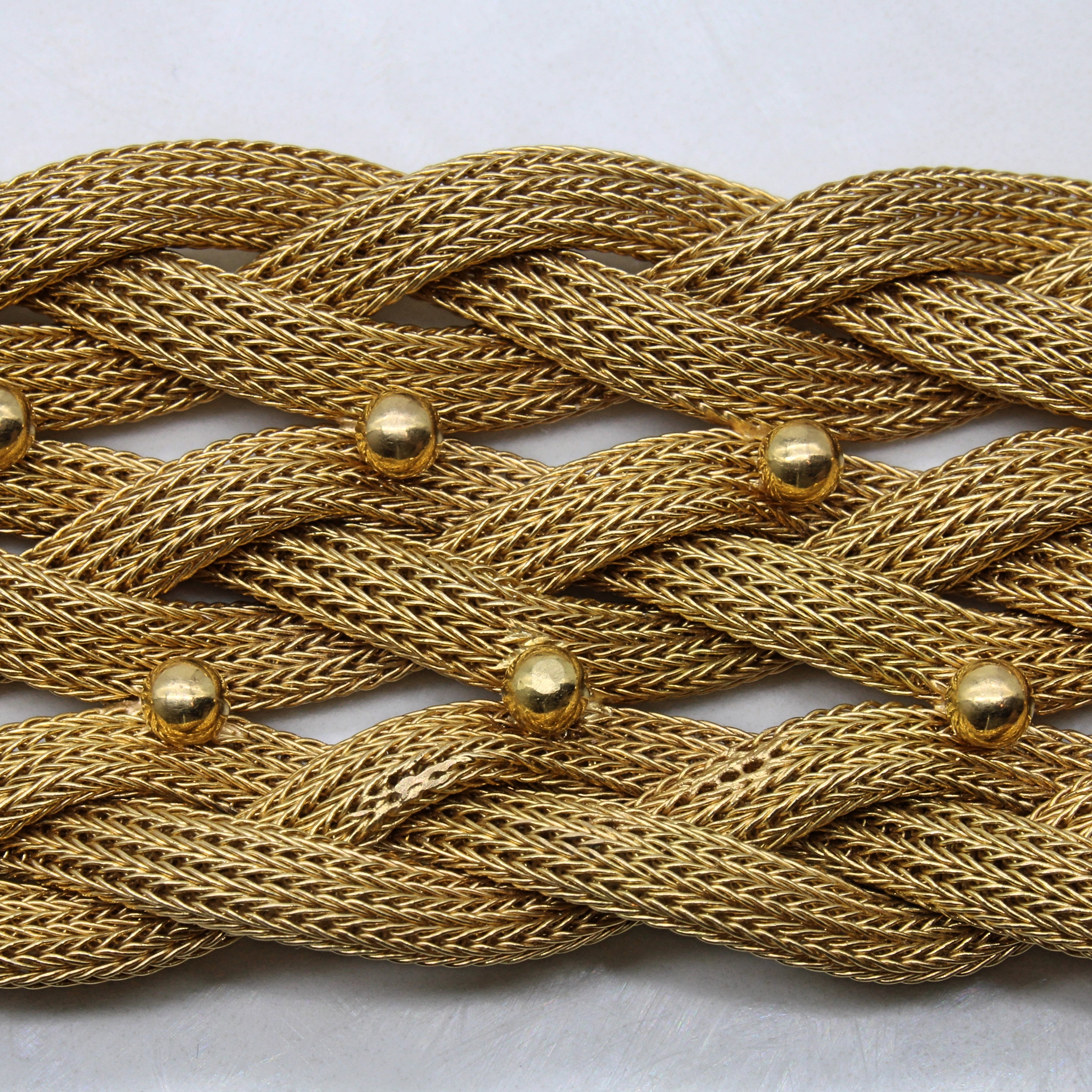 Vintage Italian Yellow Gold Braided Bracelet | 7.5" |