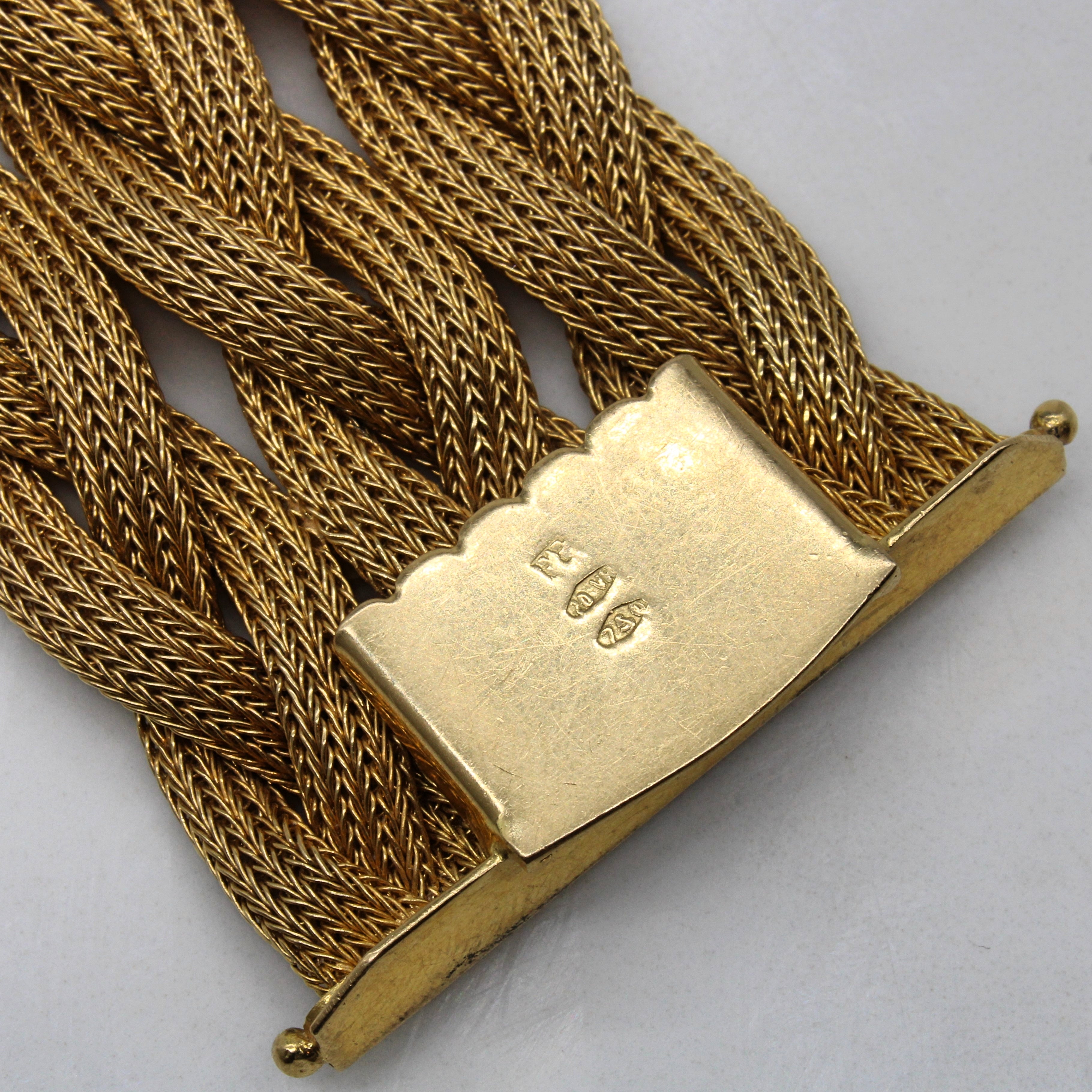 Vintage Italian Yellow Gold Braided Bracelet | 7.5" |