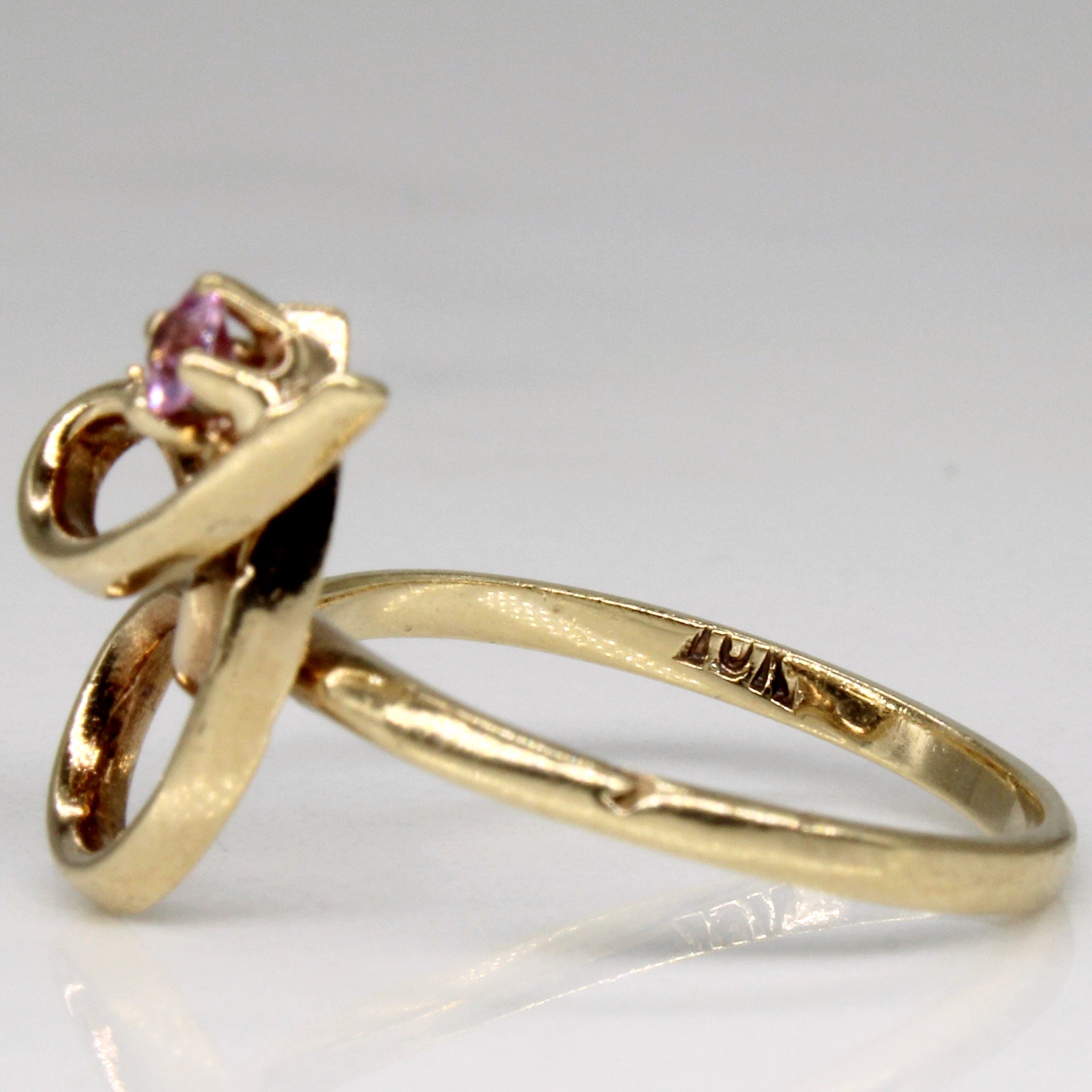 Synthetic Pink Sapphire Ornate Ring | 0.10ct | SZ 4.75 |