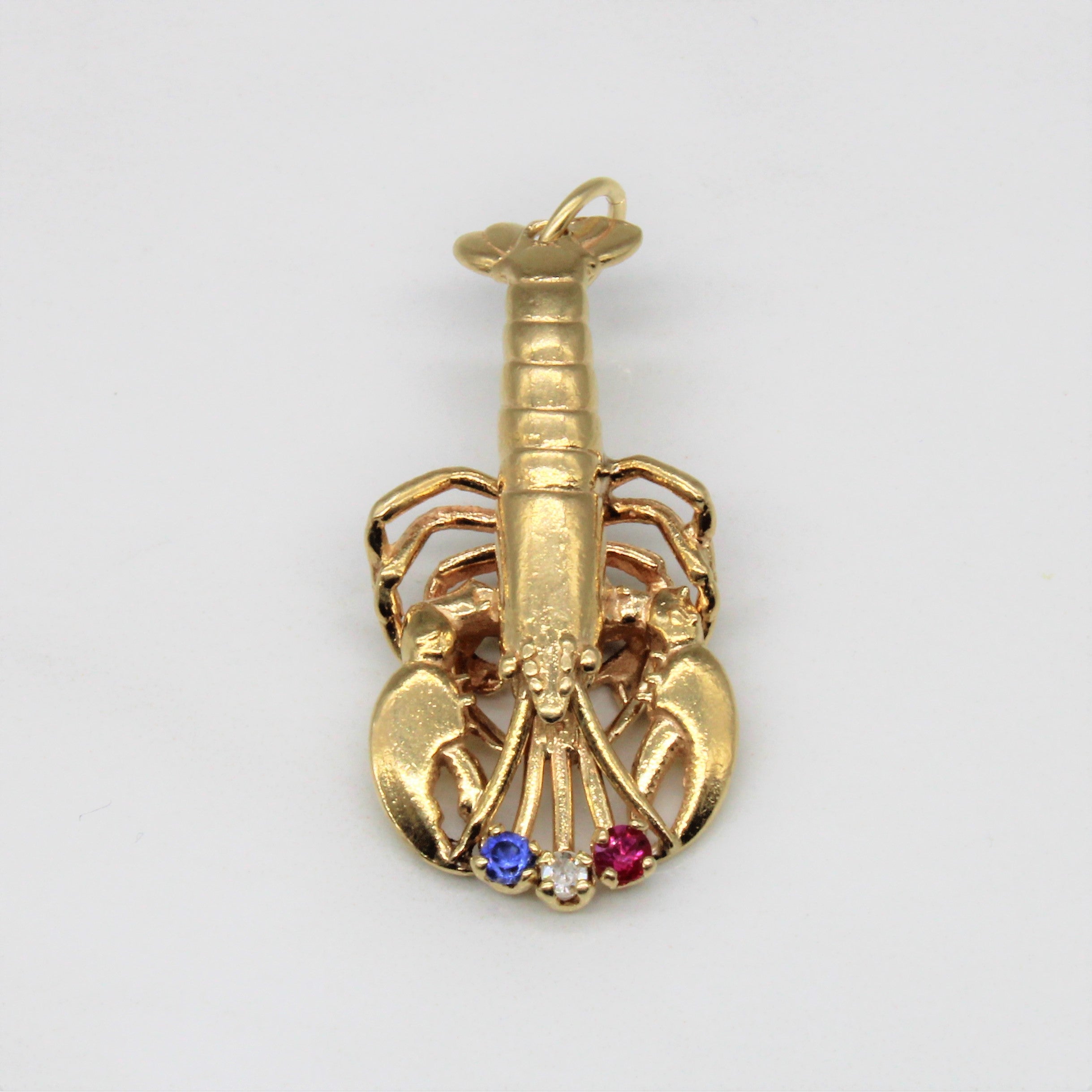Diamond, Ruby & Sapphire Lobster Pendant | 0.03ct, 0.04ct, 0.04ct |