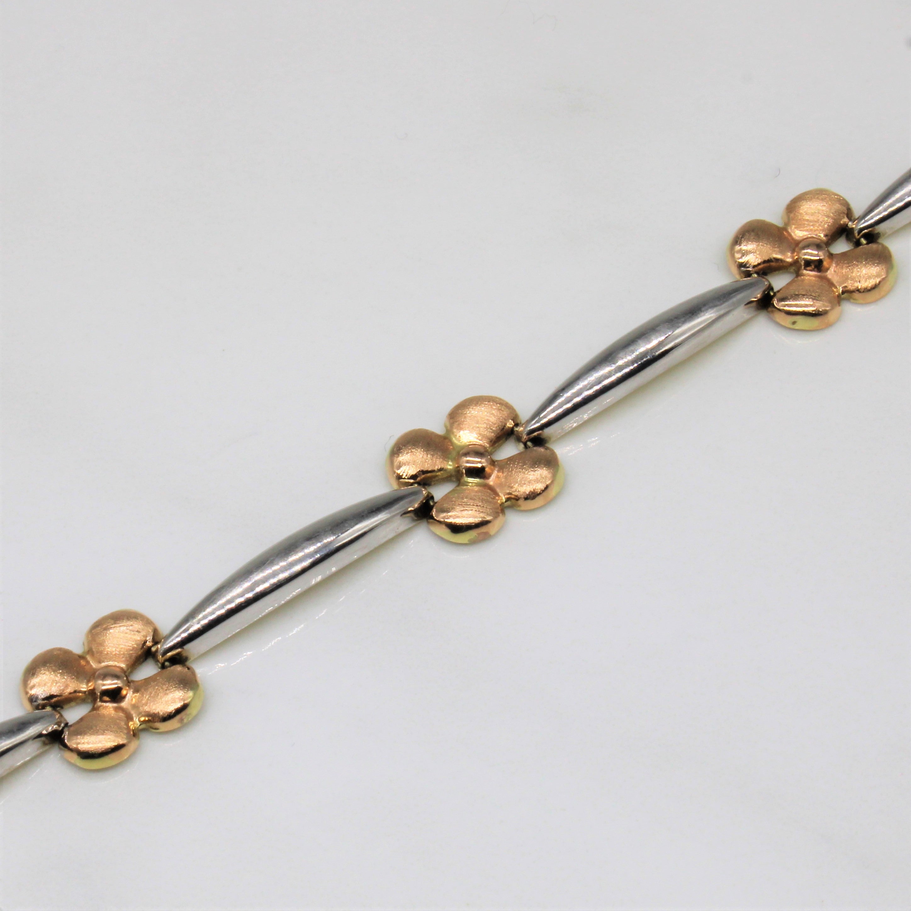 Tri Tone Gold Floral Bracelet | 7" |