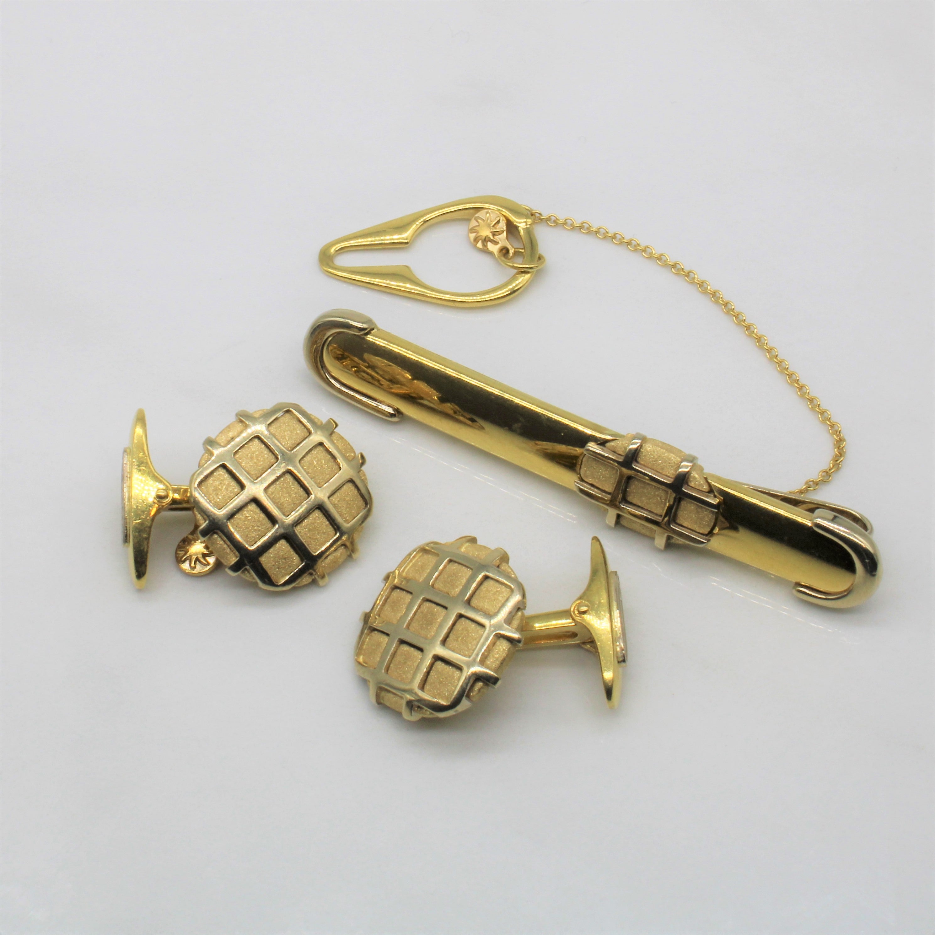Bersani' Gold Tie Clip & Cufflinks Set |