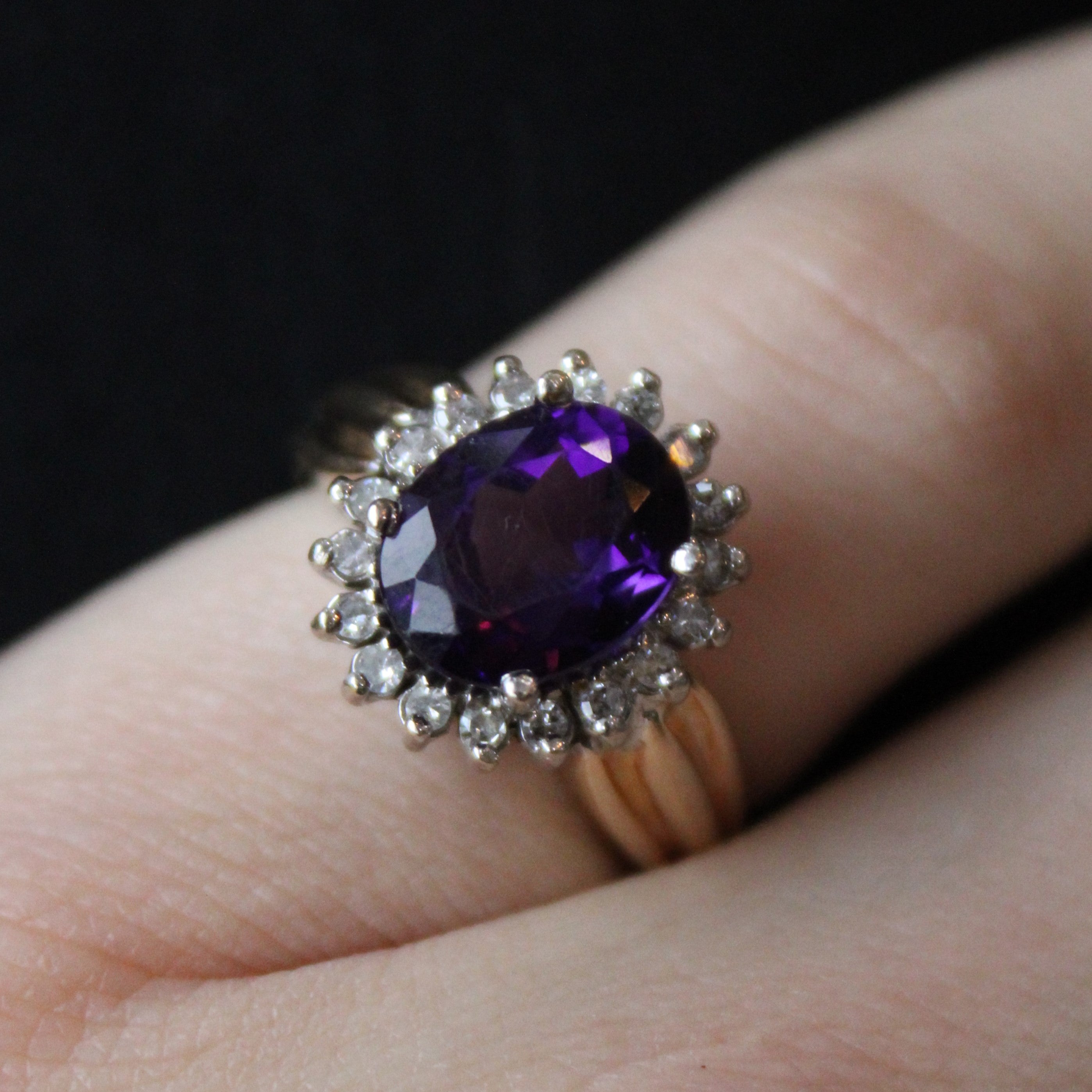 Amethyst & Diamond Cocktail Ring | 1.45ct, 0.18ctw | SZ 5.5 |