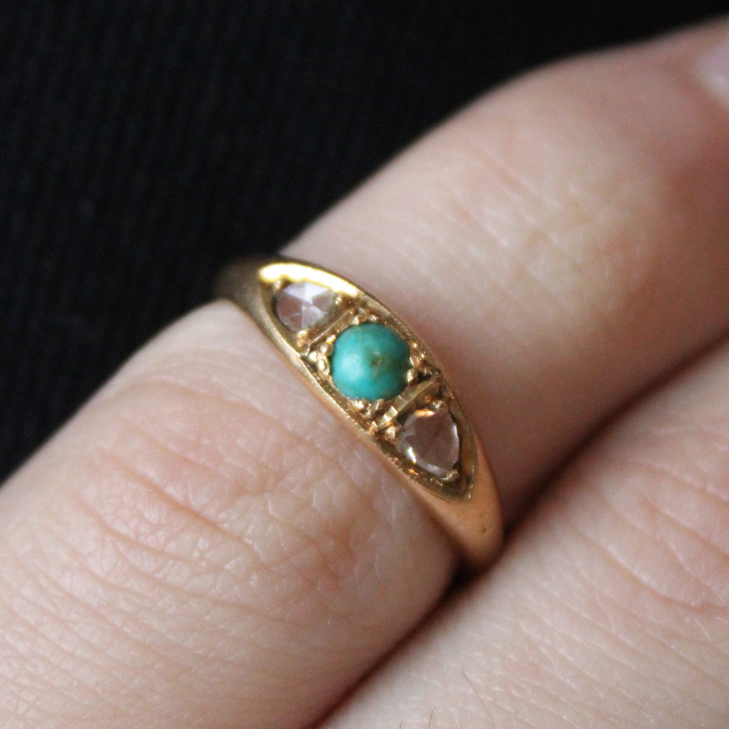 1936 Egyptian Diamond & Turquoise Ring | 0.14ctw, 0.13ct | SZ 4.25 |