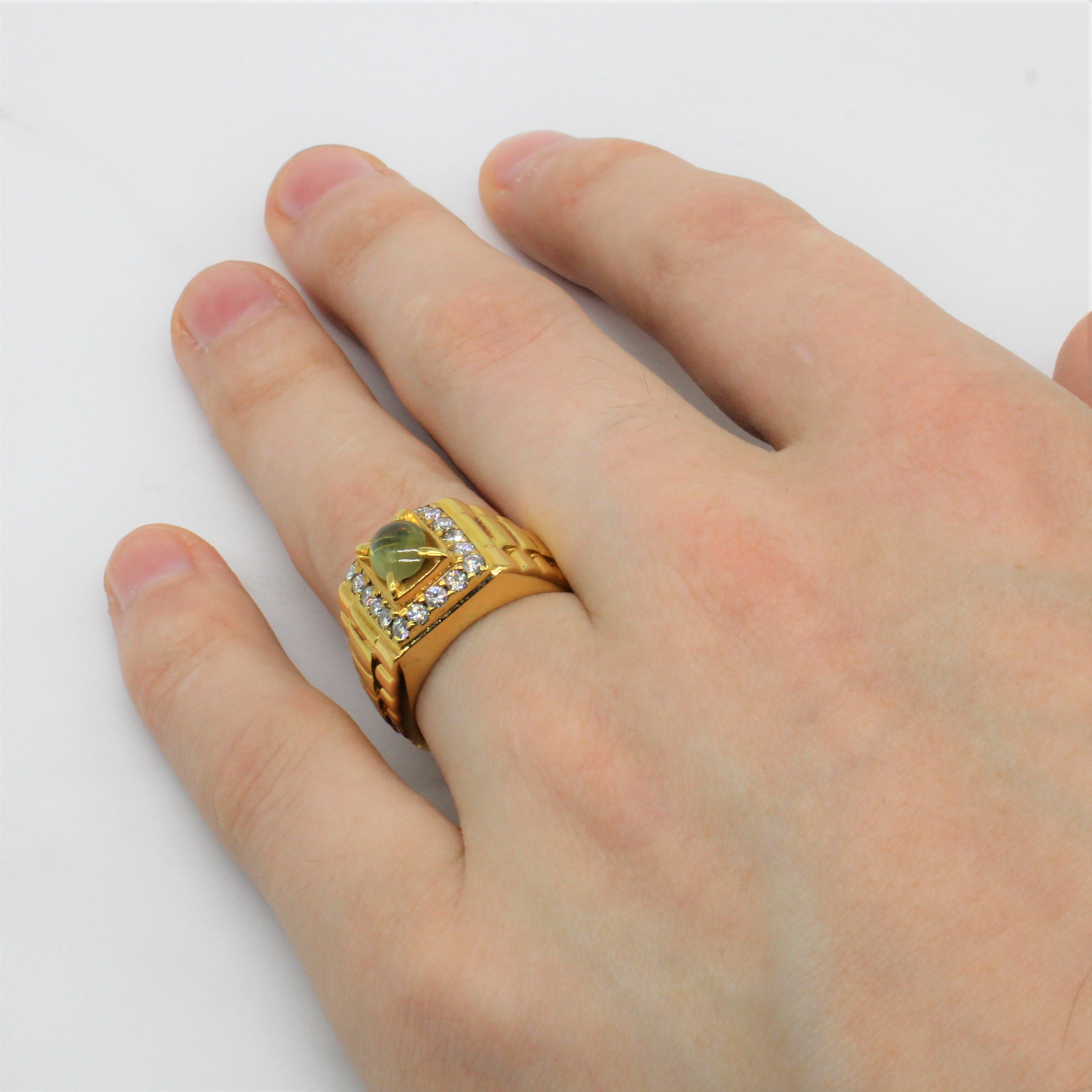 Cabochon Chrysoberyl & Diamond Ring | 1.20ct, 0.45ctw | SZ 8 |