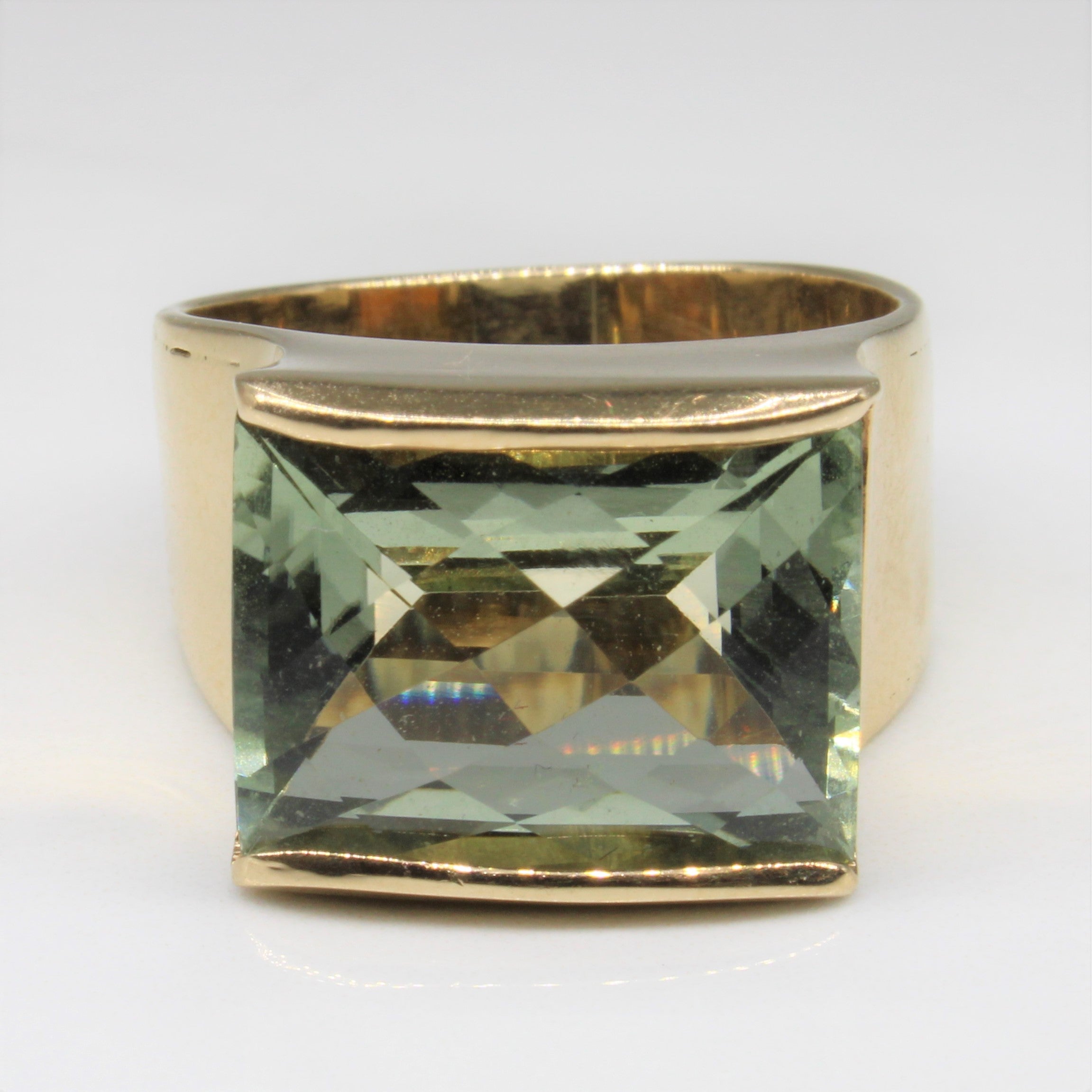 Checker Cut Green Amethyst Ring | 11.50ct | SZ 9.5 |