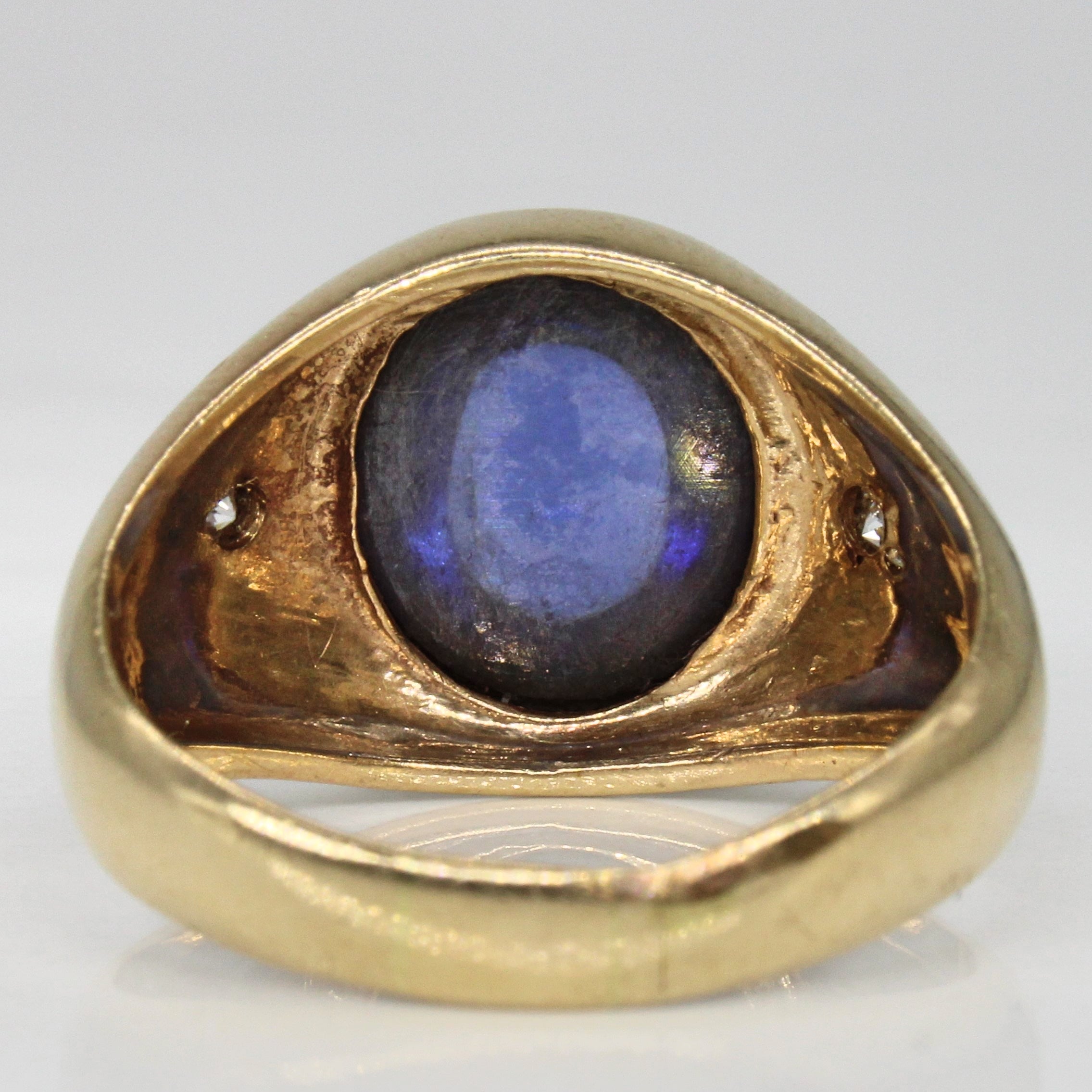 Synthetic Star Sapphire Cabochon & Diamond Ring | 11.10ct, 0.22ctw | SZ 11.25 |