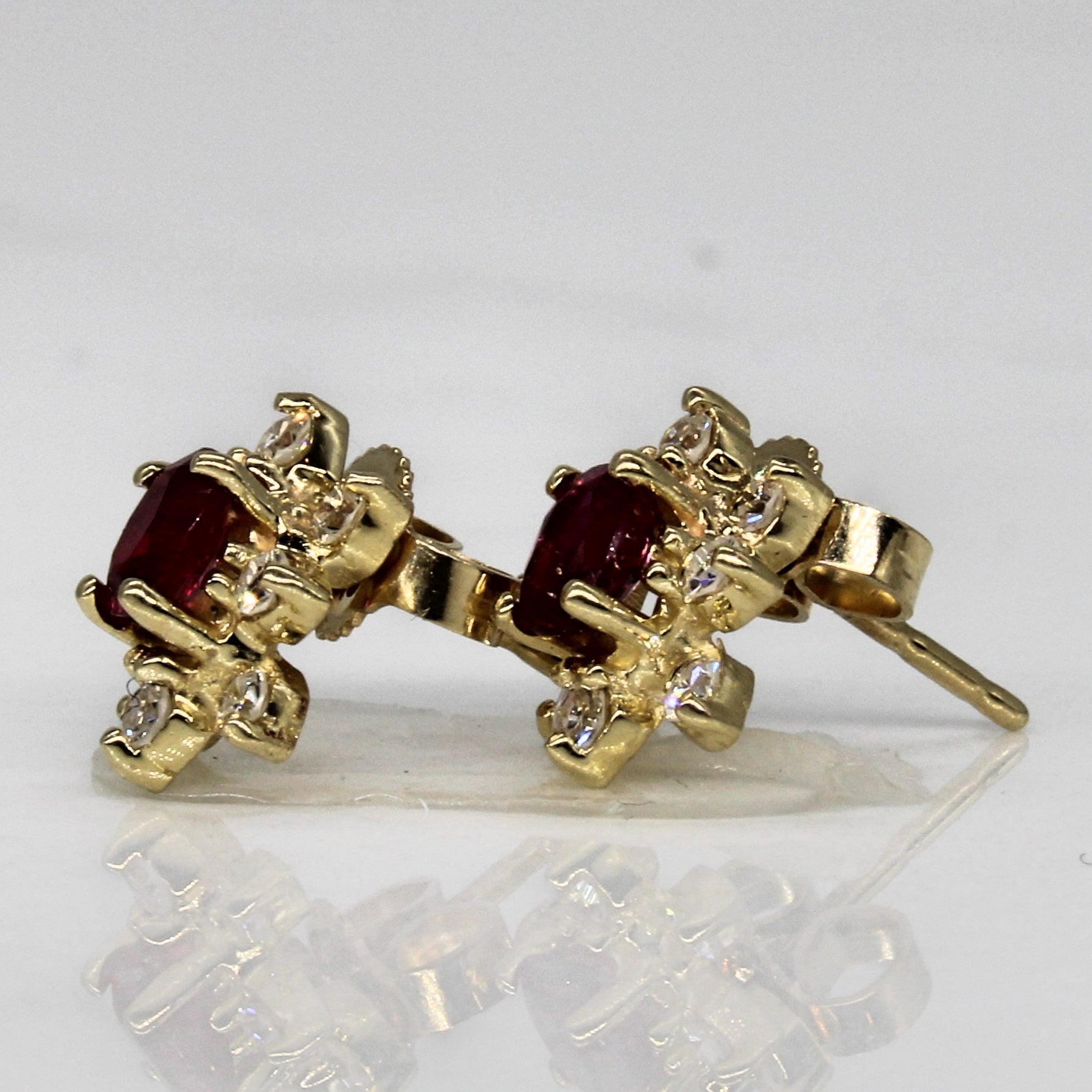 Ruby & Diamond Stud Earrings | 0.36ctw, 0.32ctw |