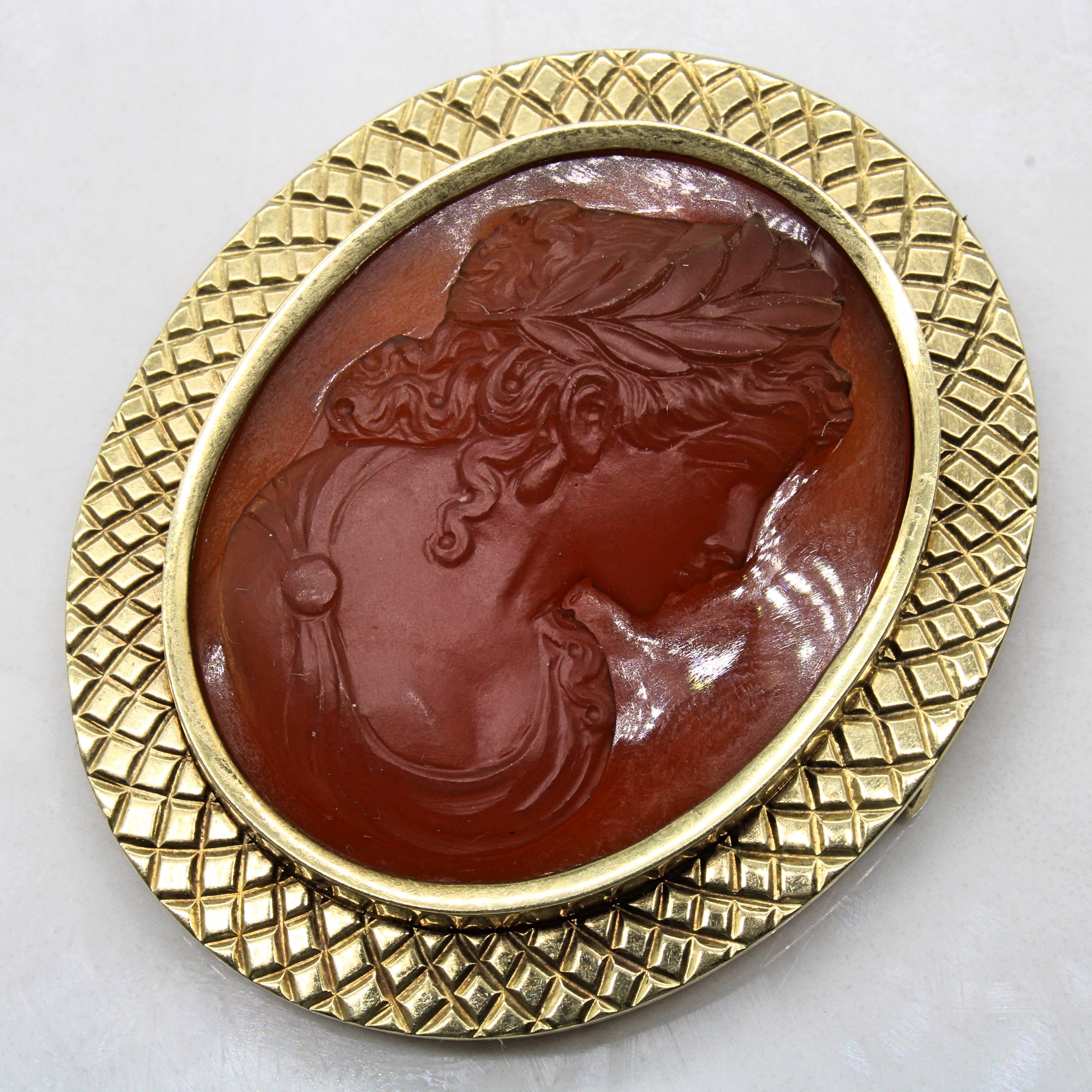 Carnelian Agate Carved Portrait Pendant & Brooch | 40.00ct |
