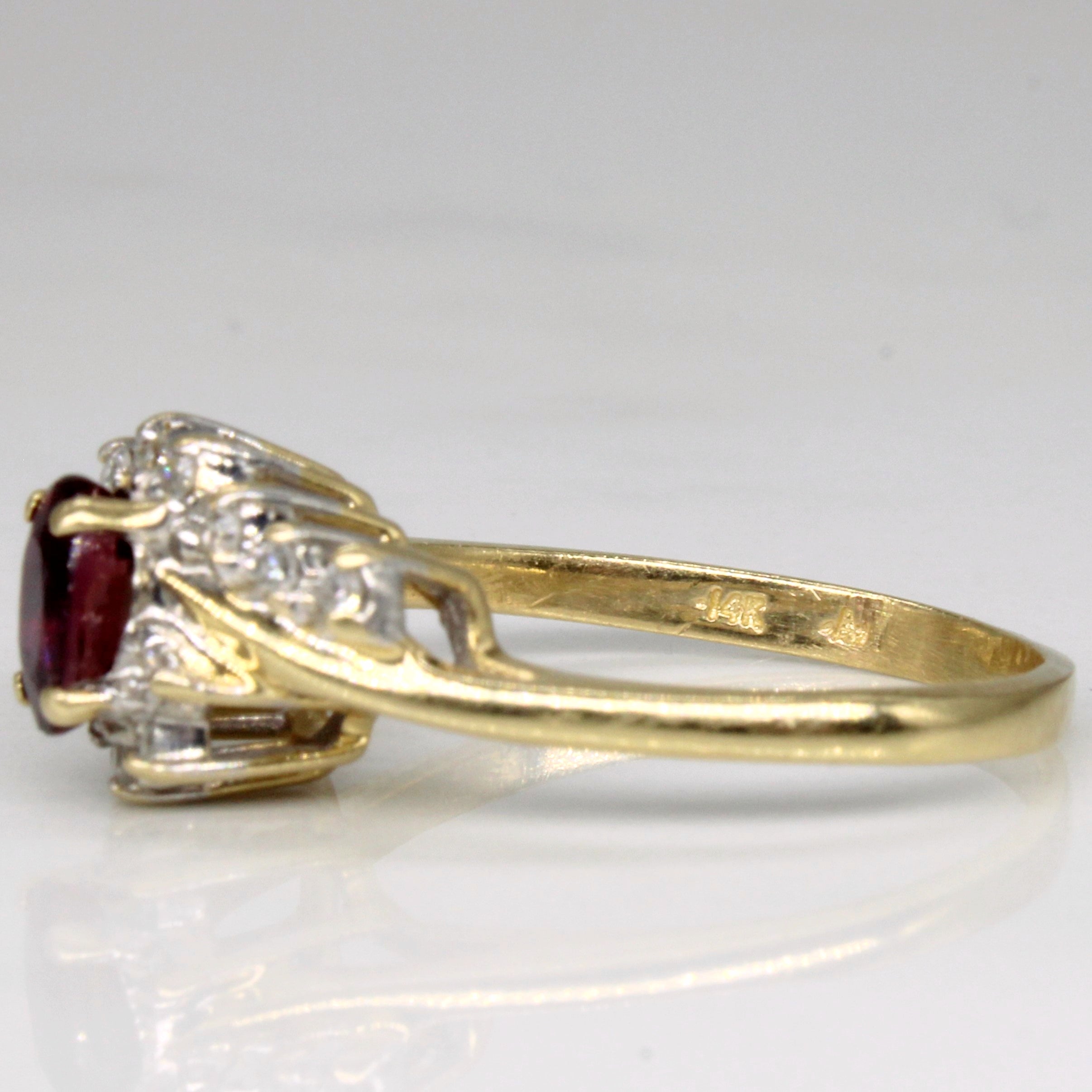 Bague sertie de rubis et de diamants | 0,60 ct, 0,10 ct au total | Taille 7,25 |