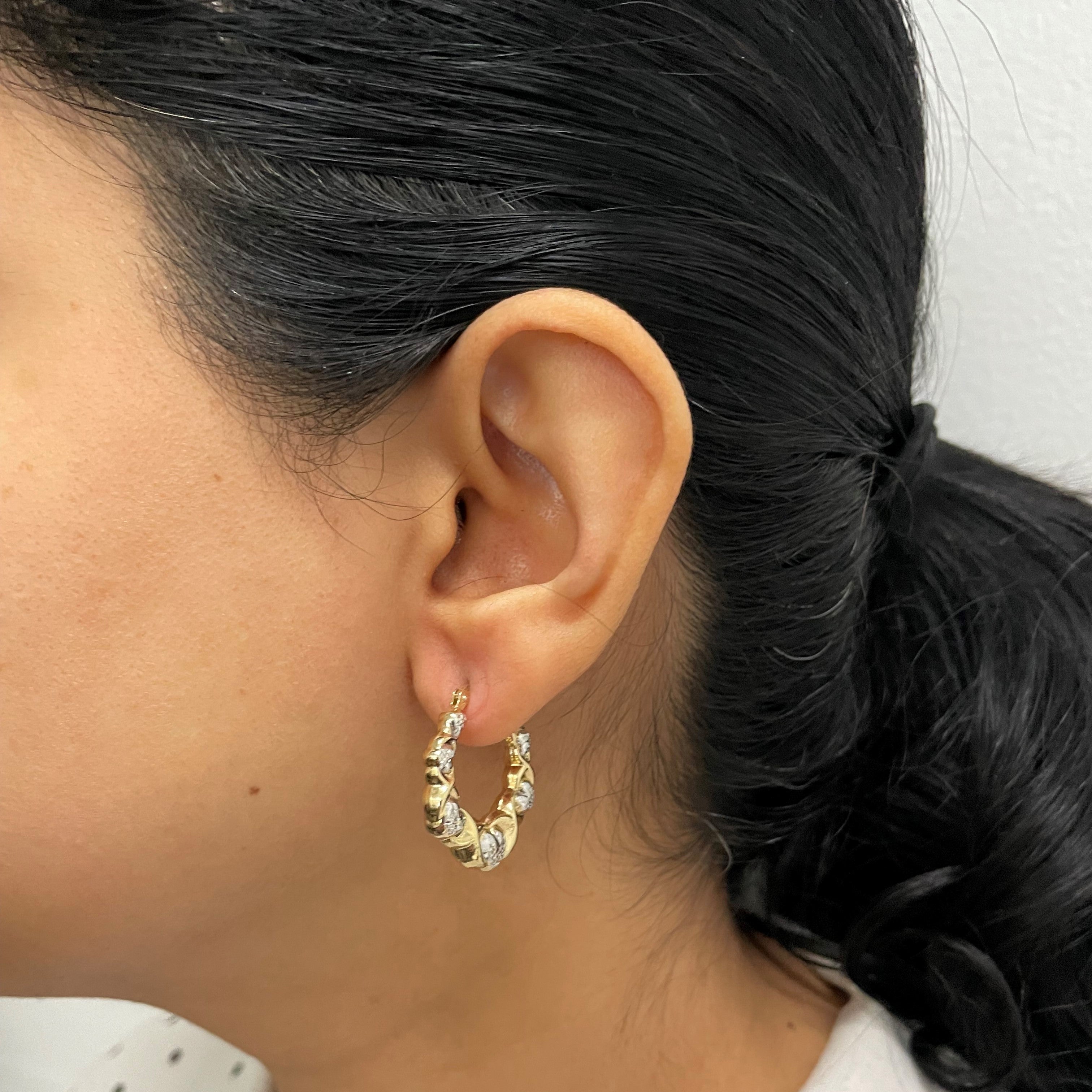 Two Tone Gold Hoop Earrings |