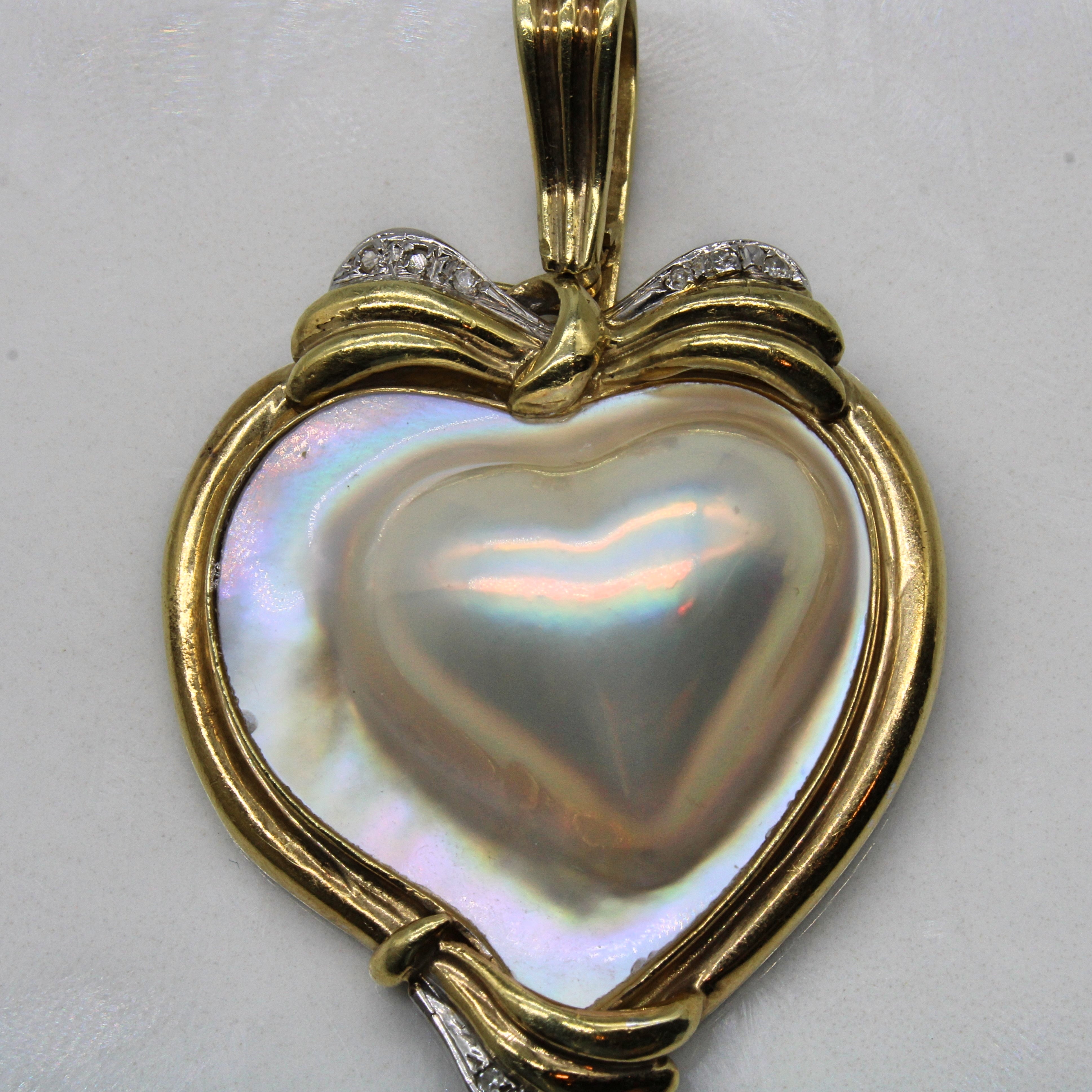 Mabé Pearl & Diamond Heart Pendant | 35.00ct, 0.04ctw |