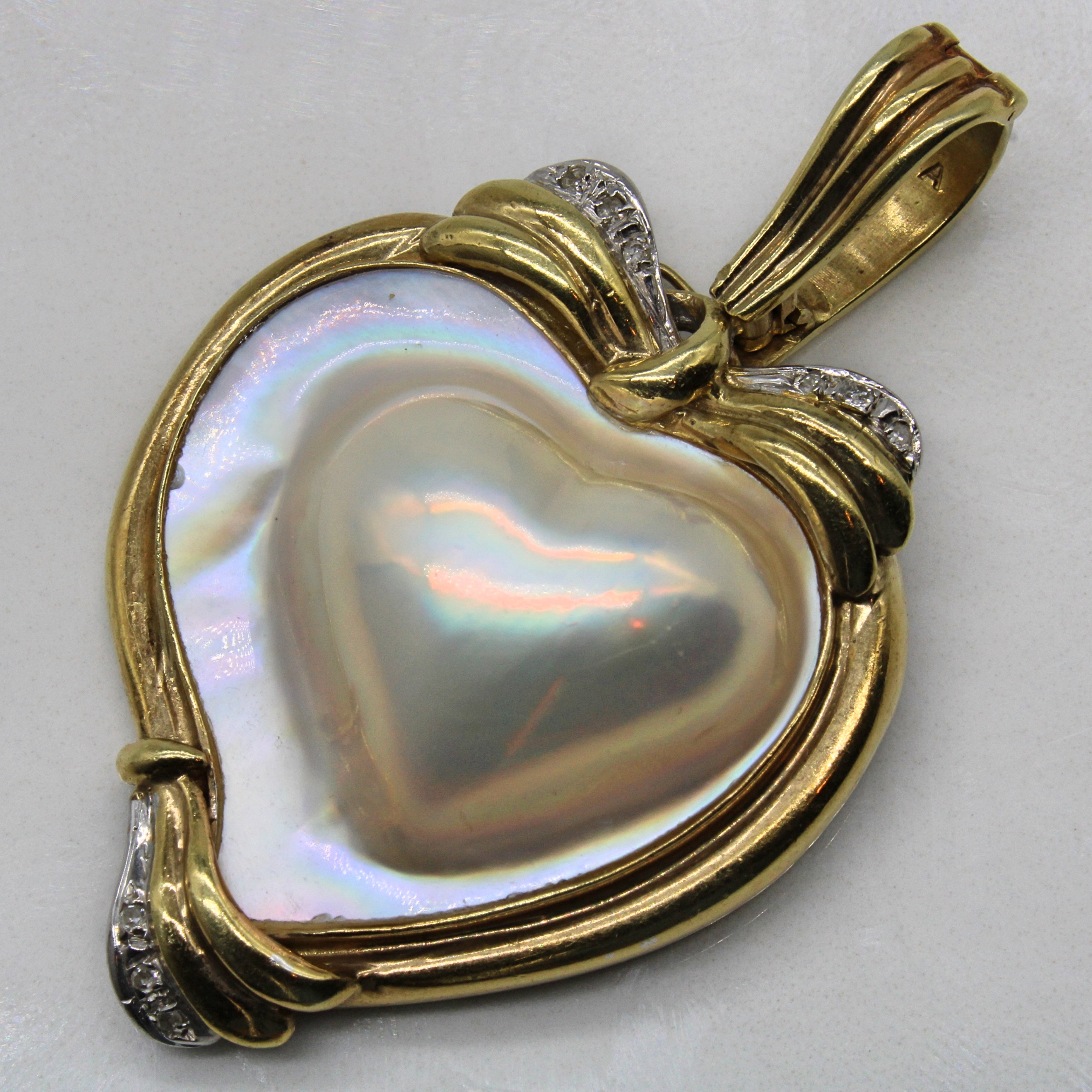 Mabé Pearl & Diamond Heart Pendant | 35.00ct, 0.04ctw |