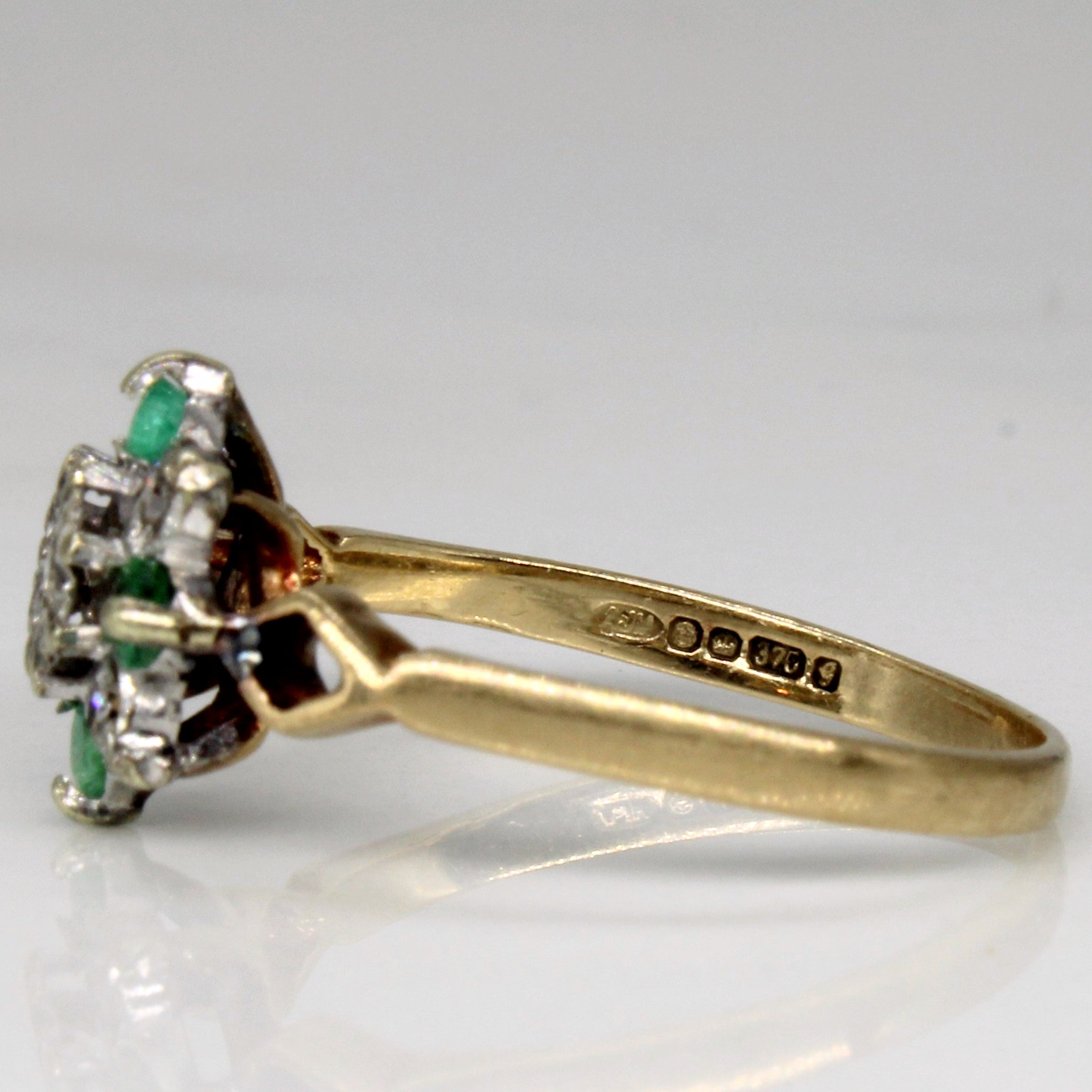 1981 Sheffield Hallmarked Emerald & Diamond Ring | 0.12ctw, 0.04ctw | SZ 6.75 |