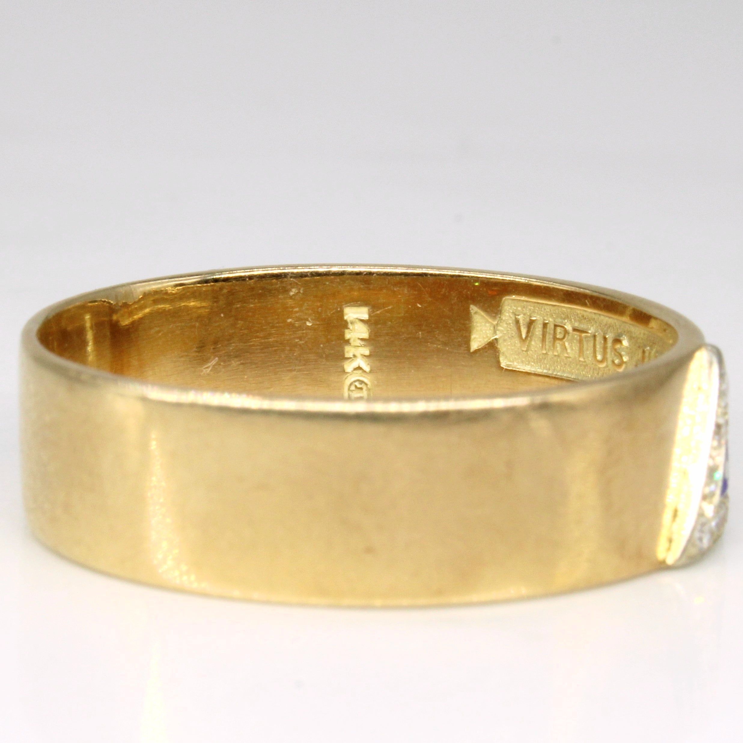 Diamond Latin Engraved Ring | 0.06ctw | SZ 12.5 |