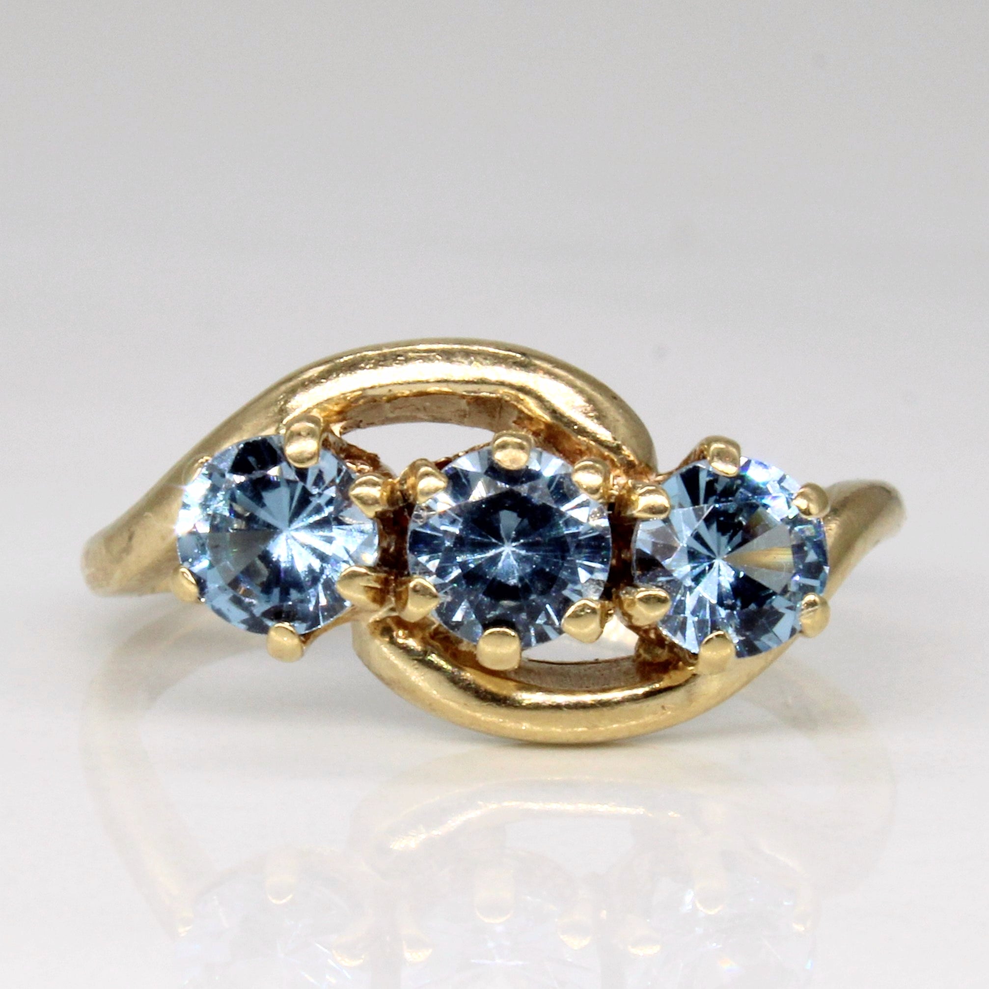 Synthetic Spinel Three Stone Ring | 1.05ctw | SZ 6.75 |