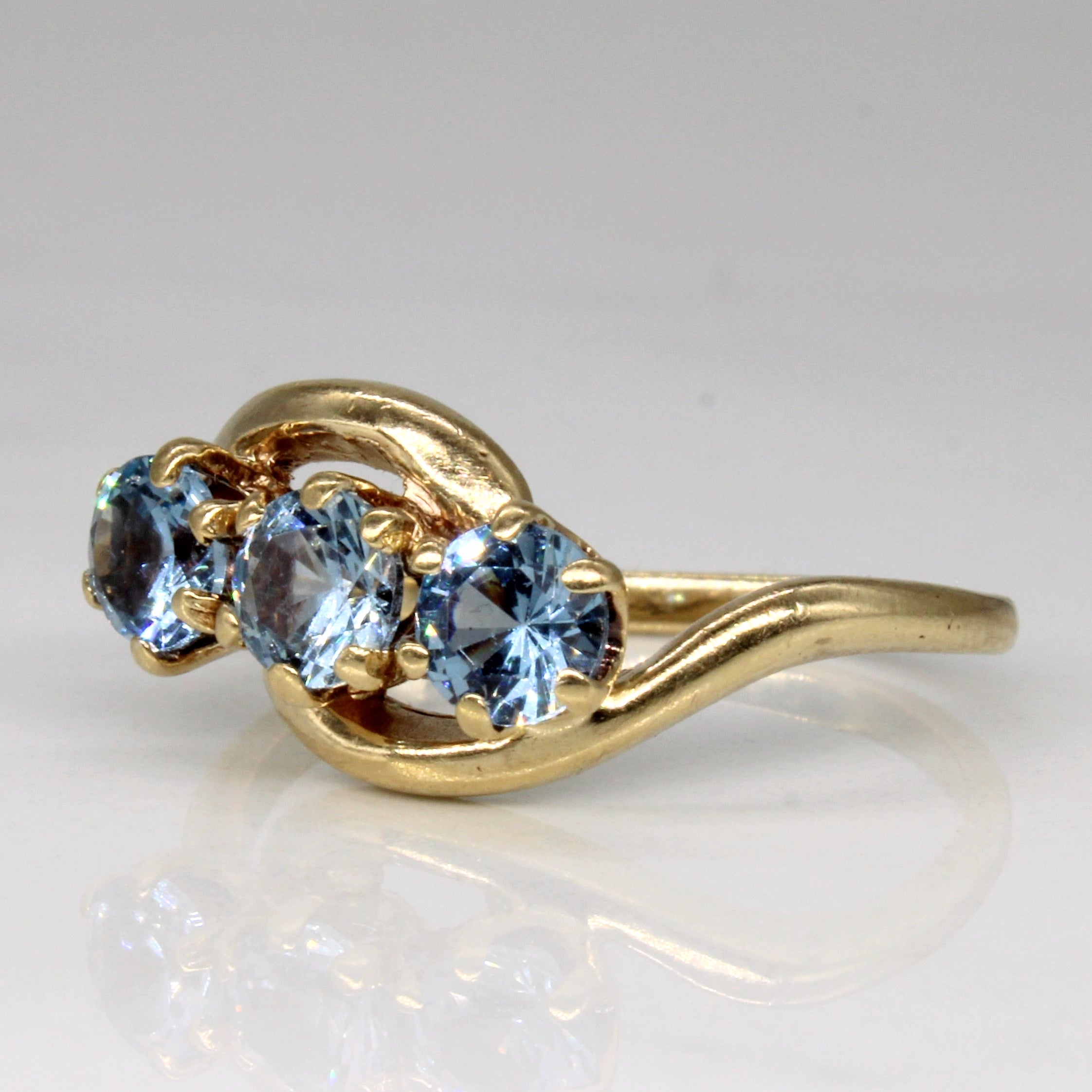 Synthetic Spinel Three Stone Ring | 1.05ctw | SZ 6.75 |