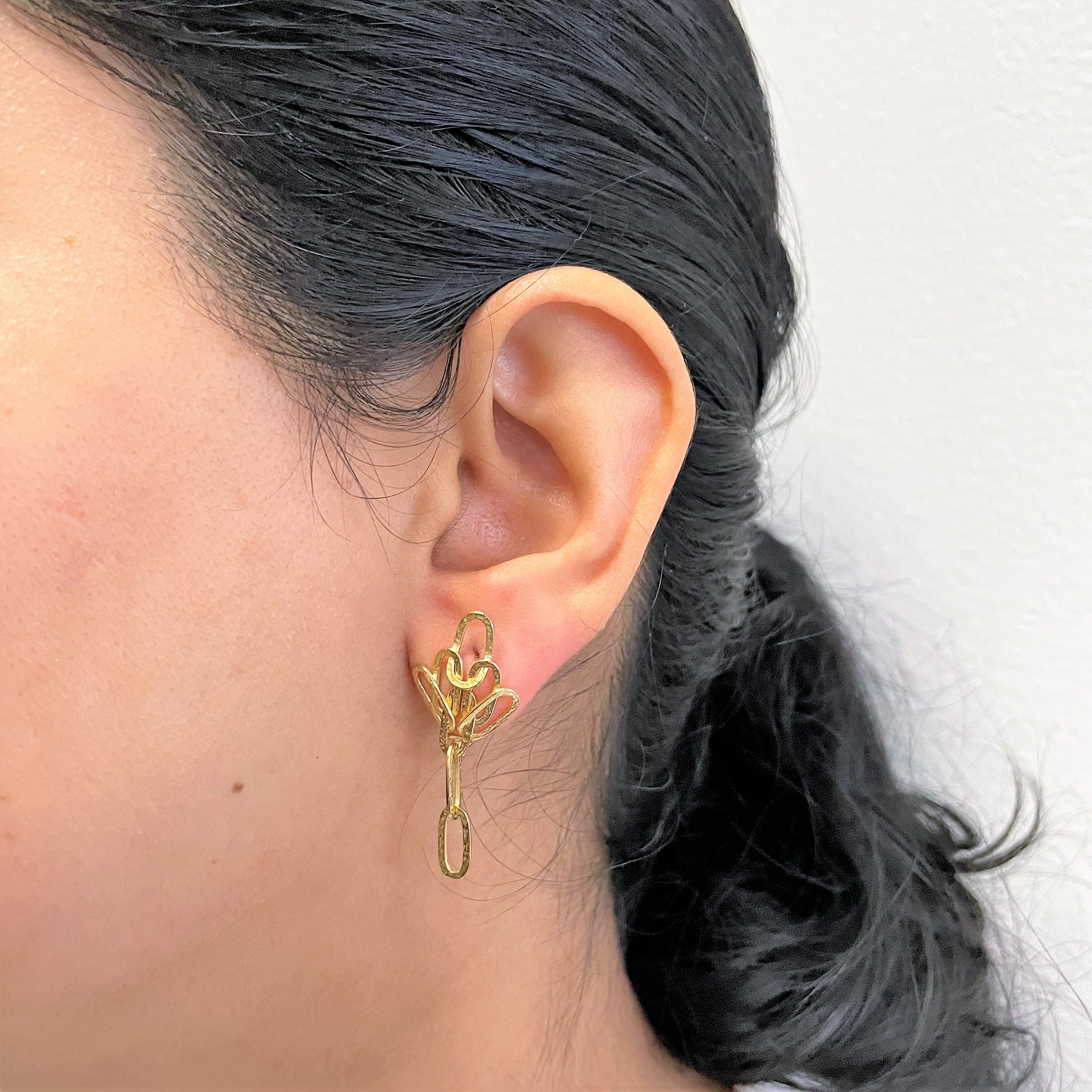 14k Yellow Gold Screw-Back Drop Earrings
