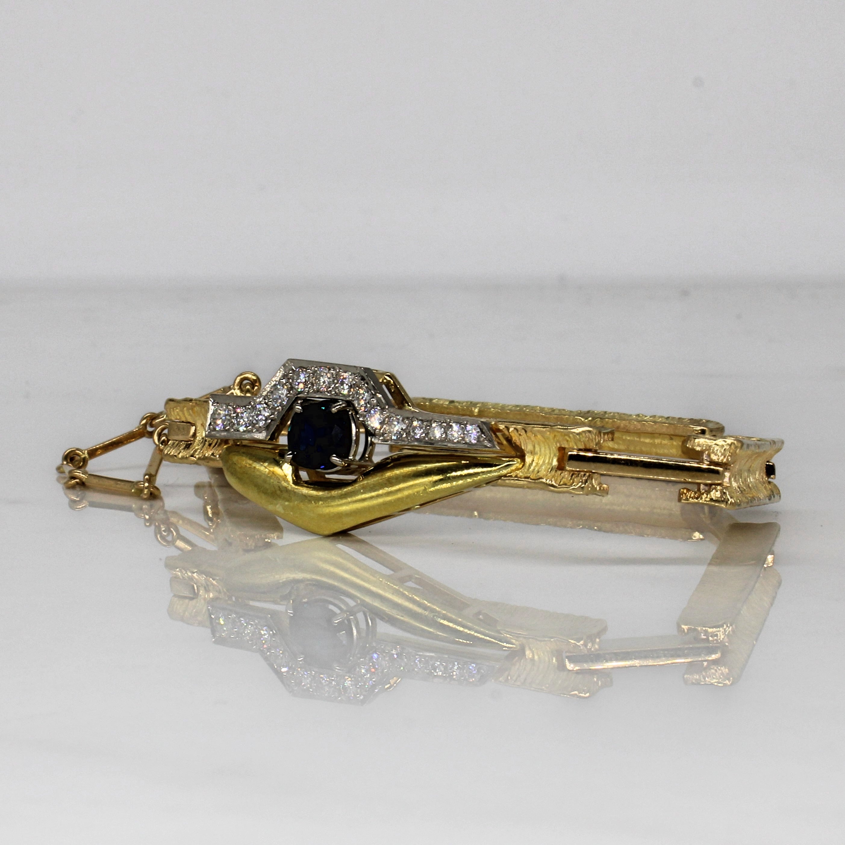 Sapphire & Diamond Bar Bracelet | 1.00ct, 0.60ctw | 7.5" |