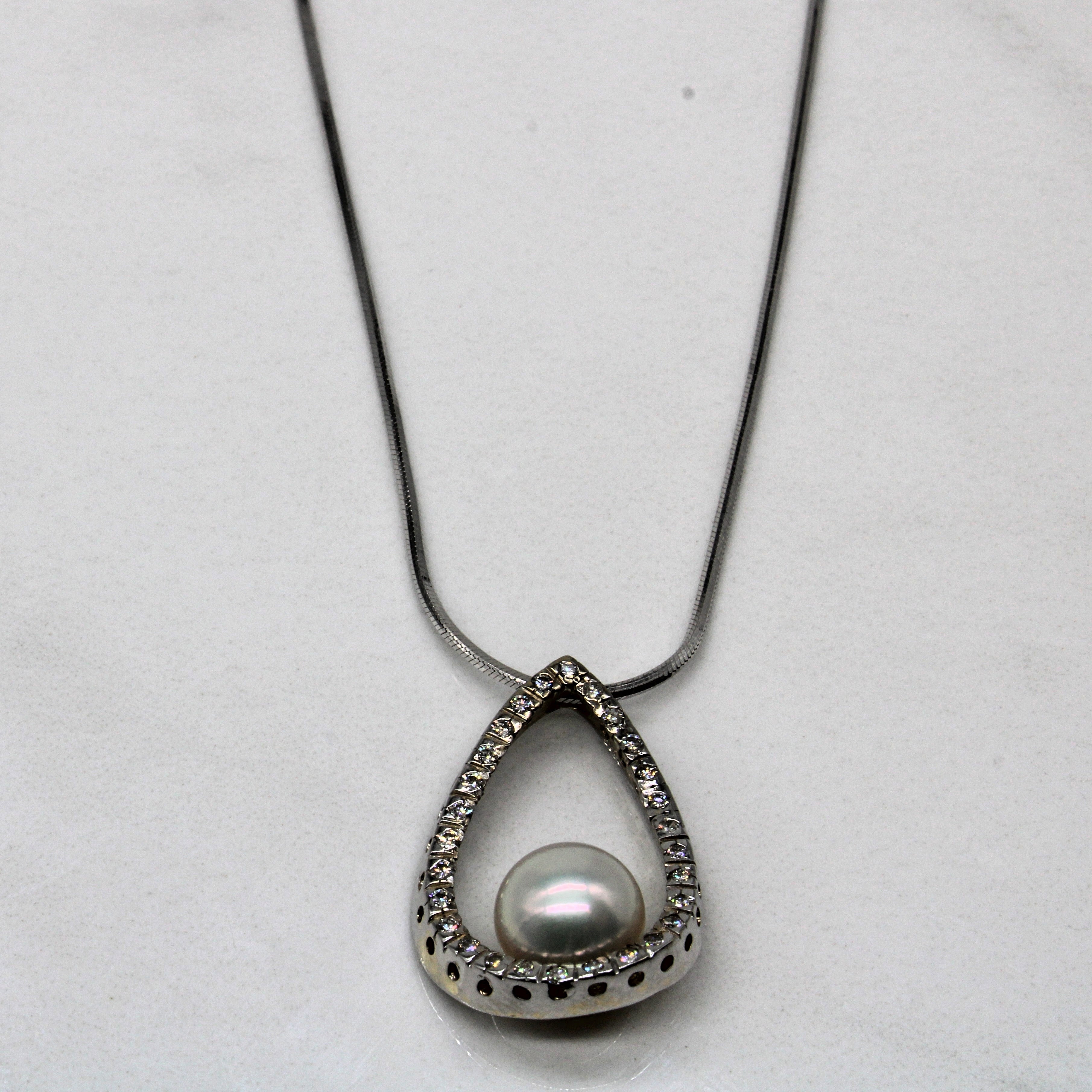 Pearl & Diamond Pendant & Necklace | 0.28ctw | 18" |