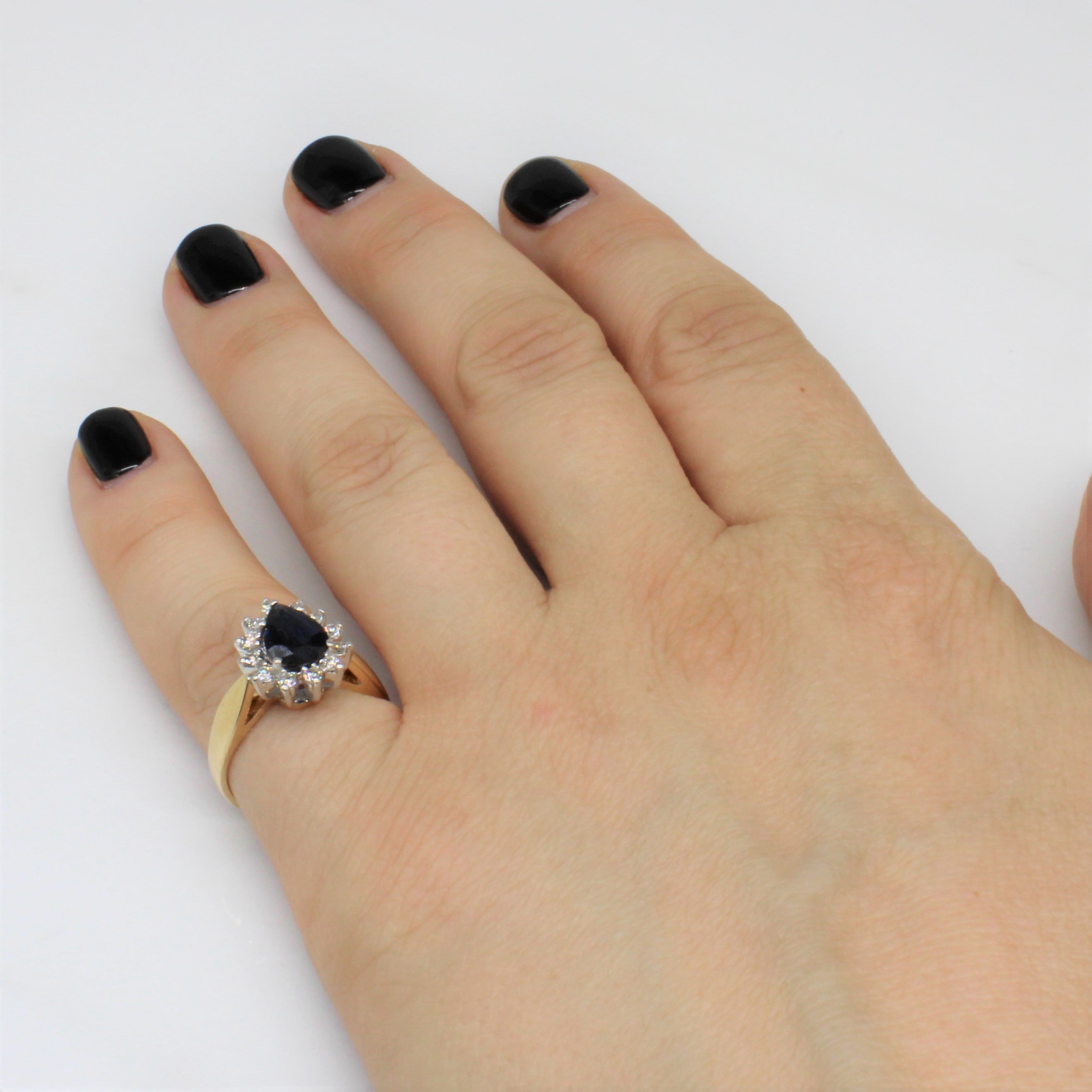 Pear Cut Sapphire & Diamond Cocktail Ring | 0.80ct, 0.18ctw | SZ 5.75 |