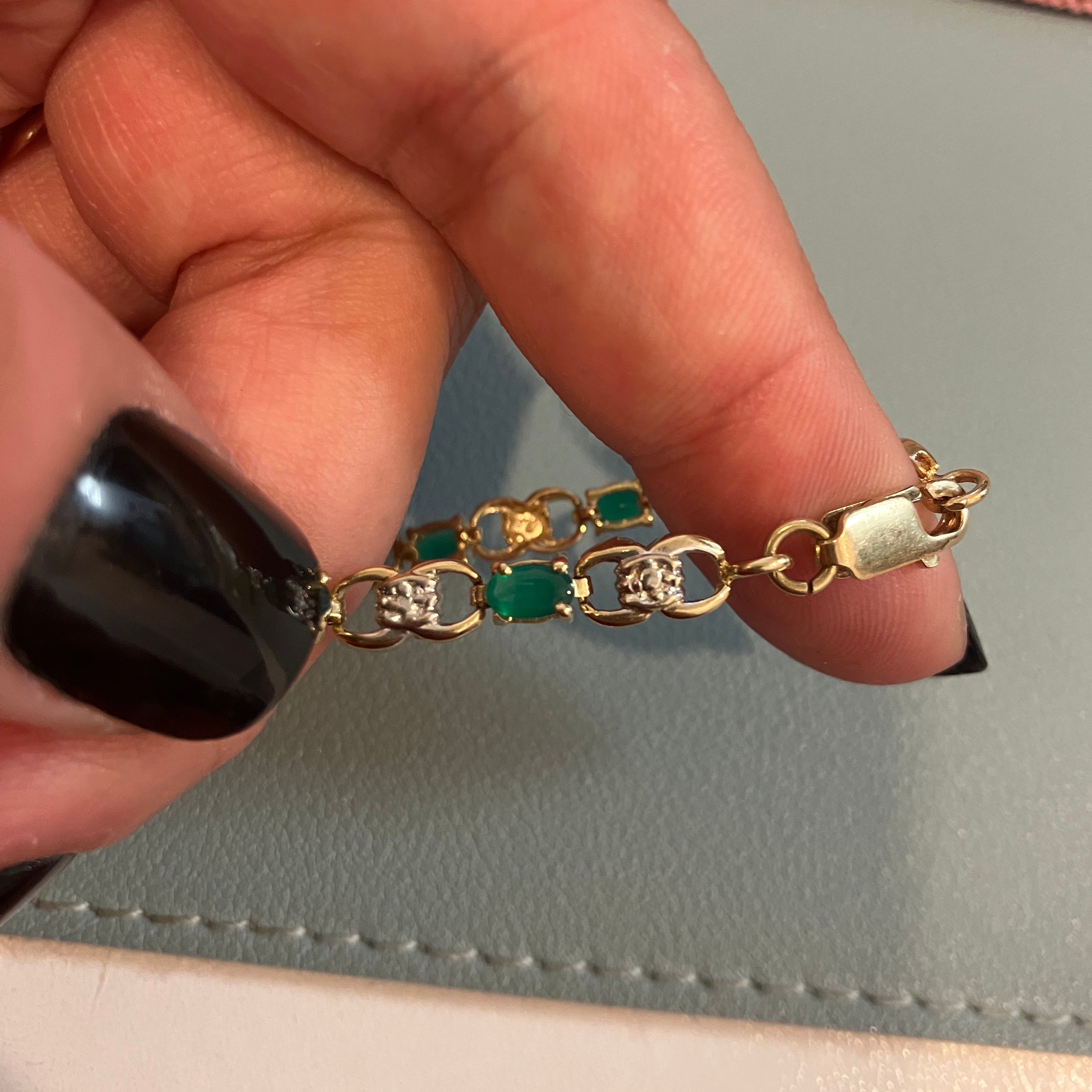 Green Onyx & Diamond Bracelet | 1.80ctw, 0.02ctw | 6.5" |