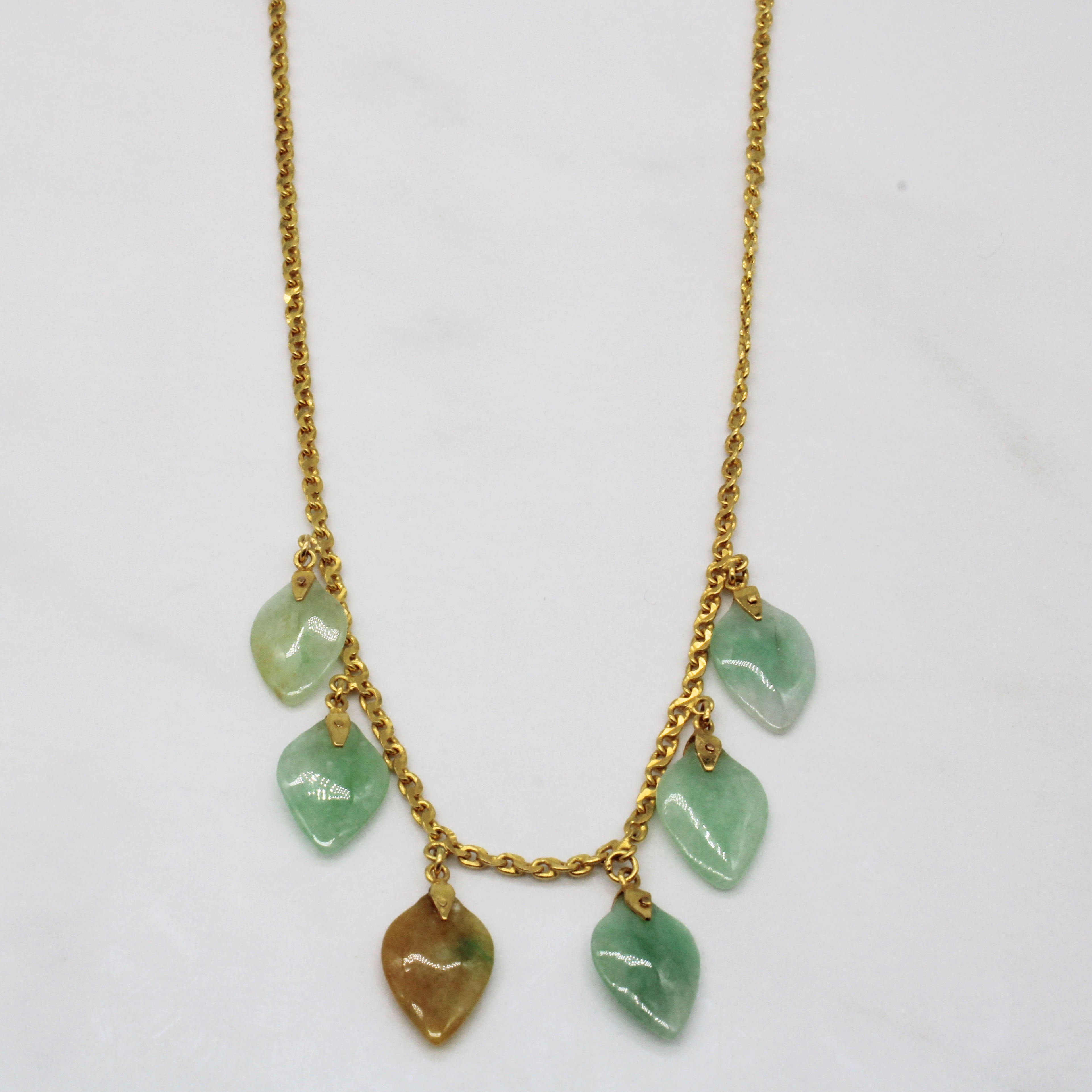 Jadeite Leaf Charm Necklace | 5.85ctw | 16" |