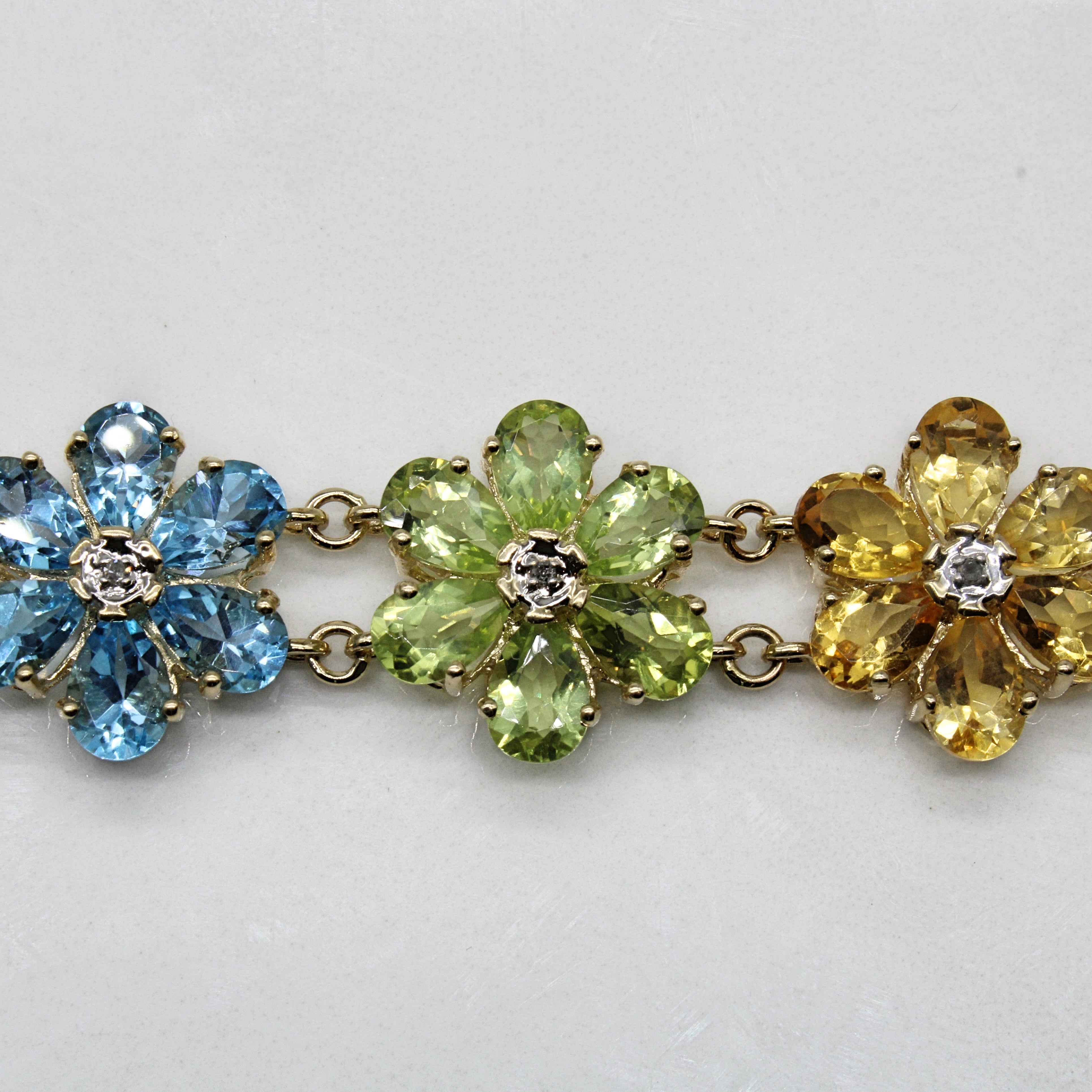 Multi Gem Flower Bracelet | 27.63ctw | 7" |